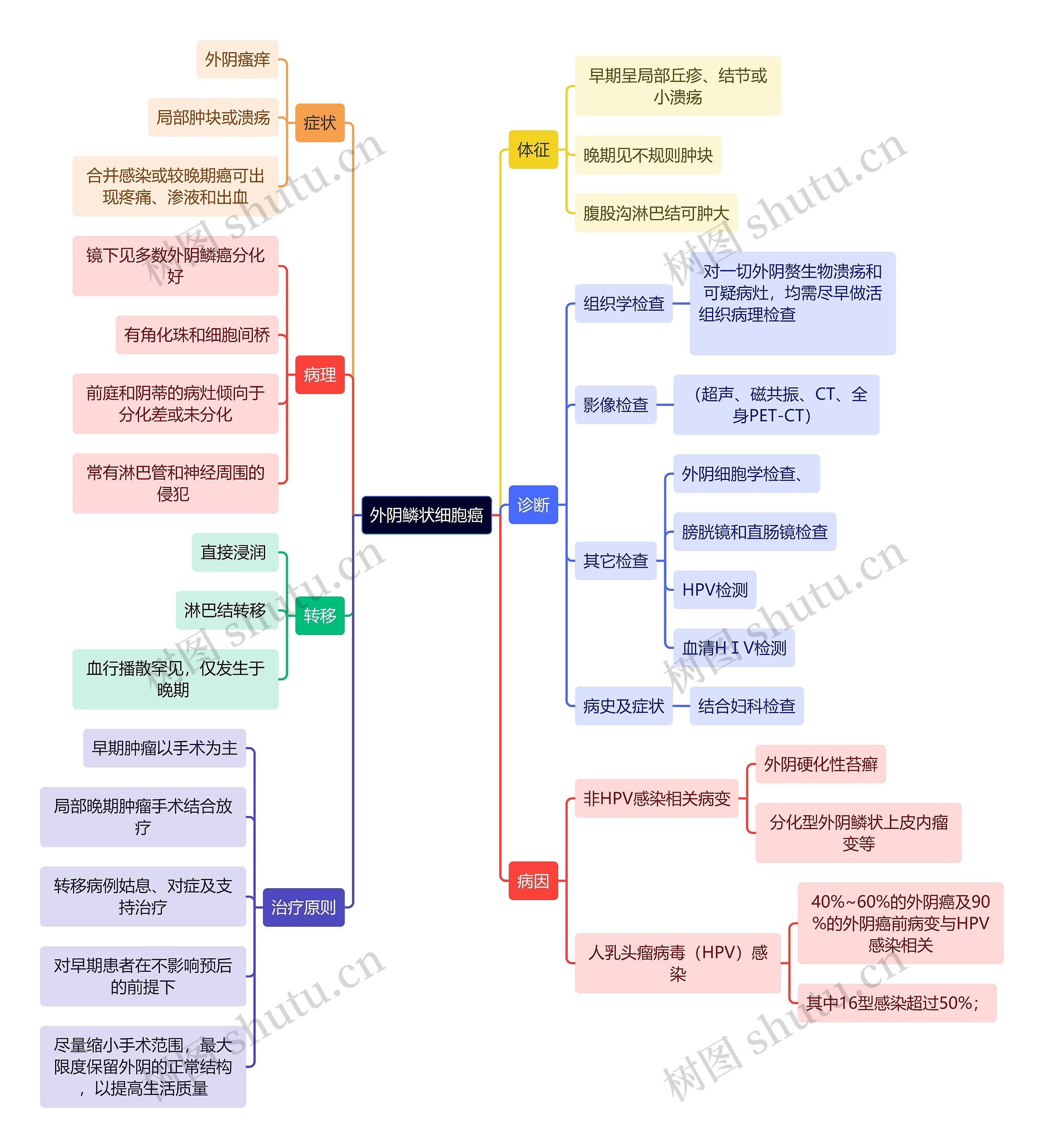 医学知识外阴鳞状细胞癌思维导图