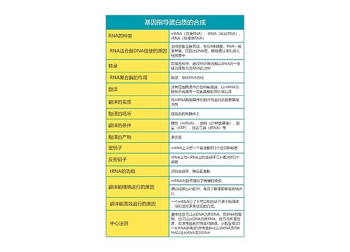 高中生物必修二第四单元基因指导蛋白质的合成思维导图