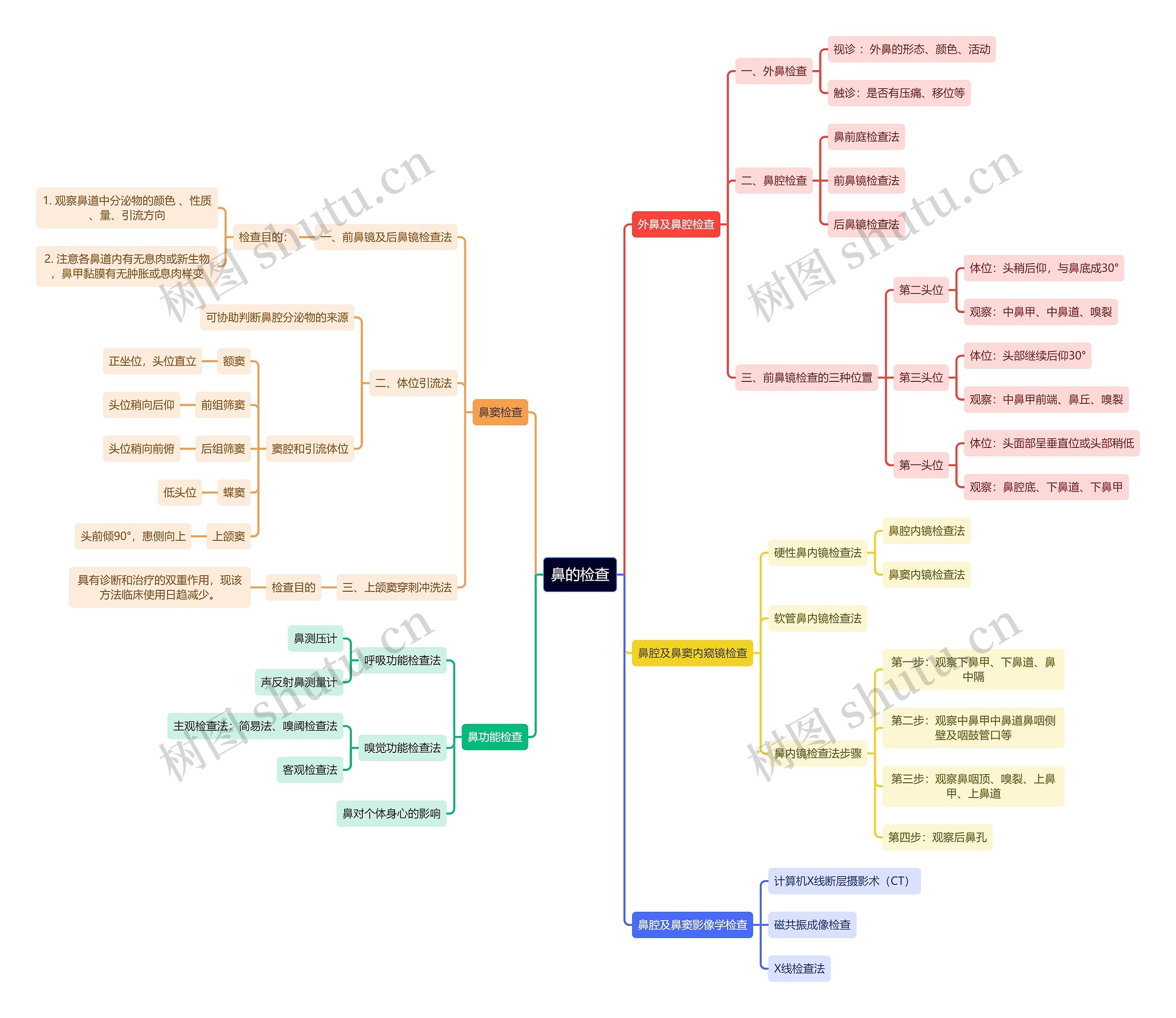 医学知识鼻的检查思维导图