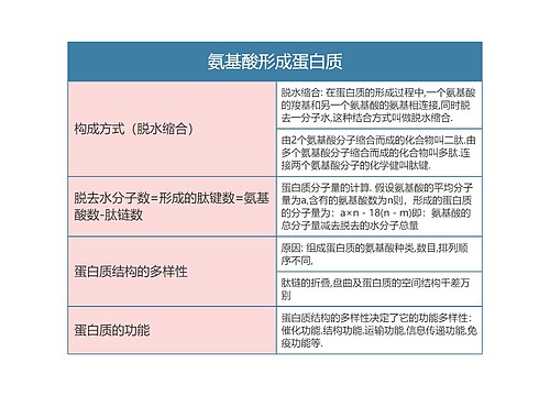 高一生物必修一氨基酸形成蛋白质思维导图