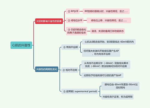 医学知识心肌的兴奋性思维导图