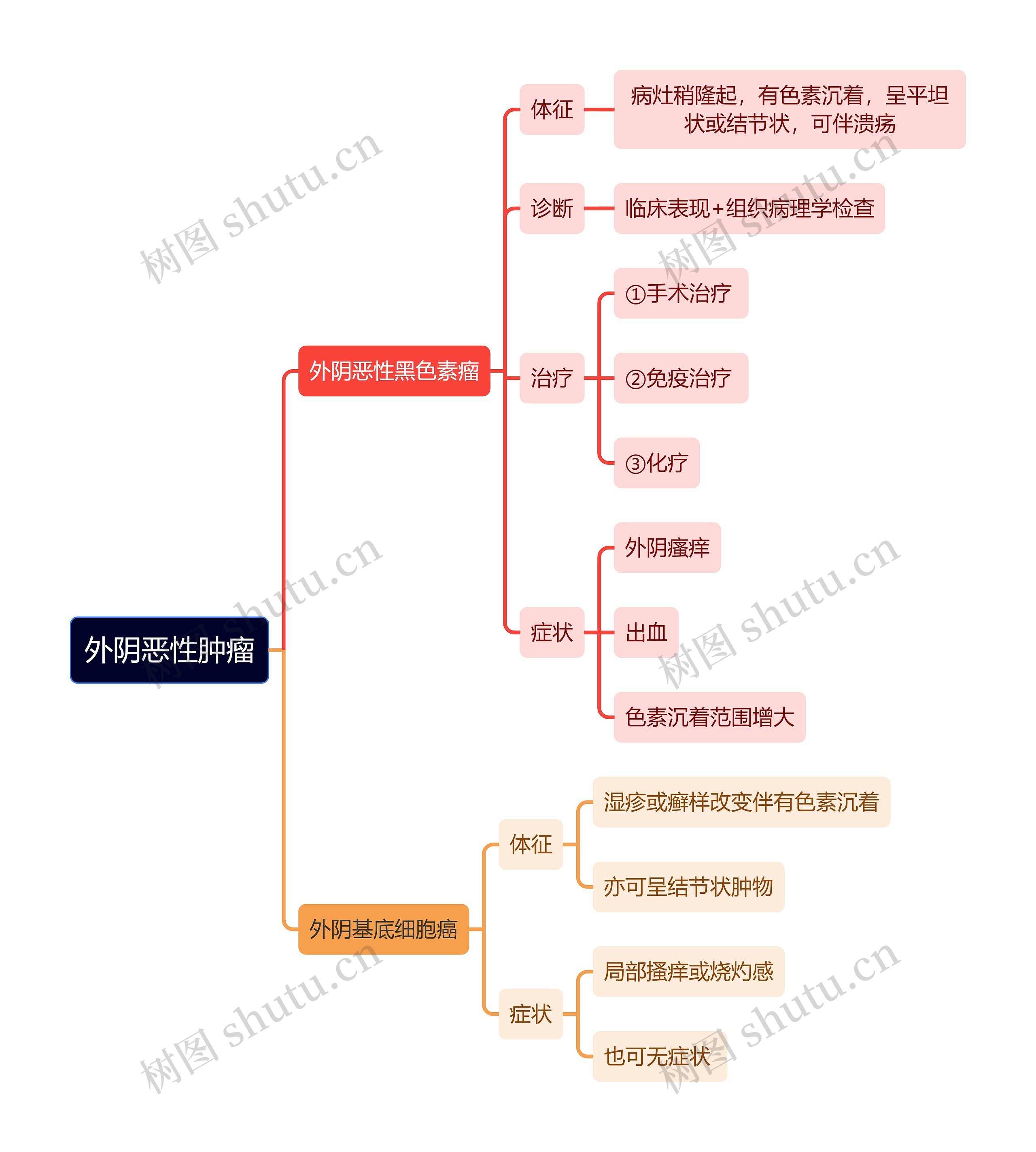 医学知识外阴恶性肿瘤思维导图高清图 医学知识外阴恶性肿瘤思维导图