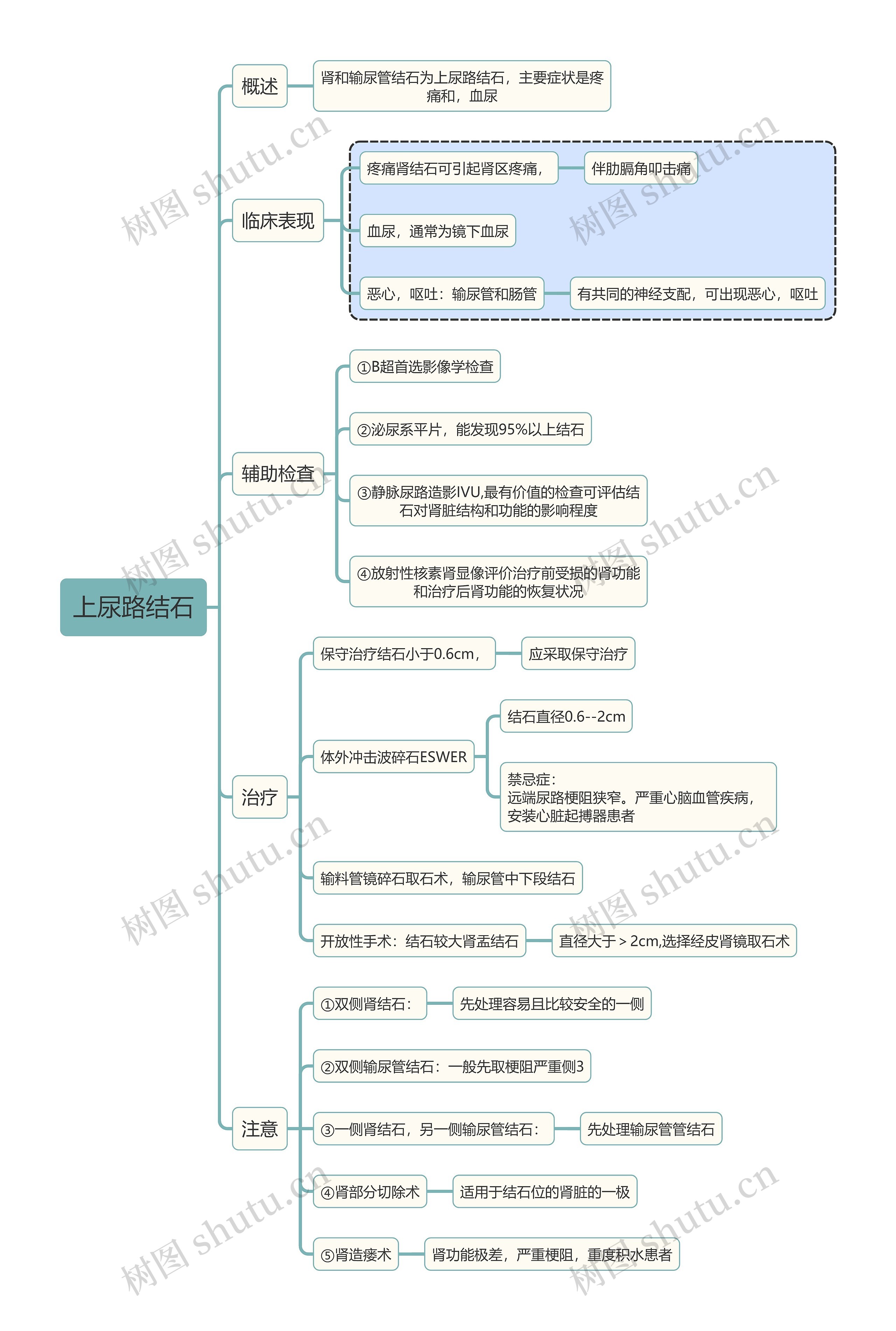 内科知识上尿路结石思维导图