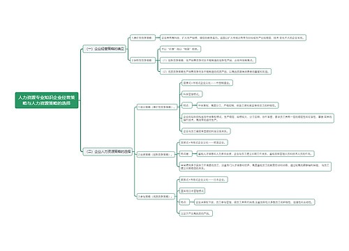 人力资源专业知识企业经营策略与人力资源策略的选择思维导图