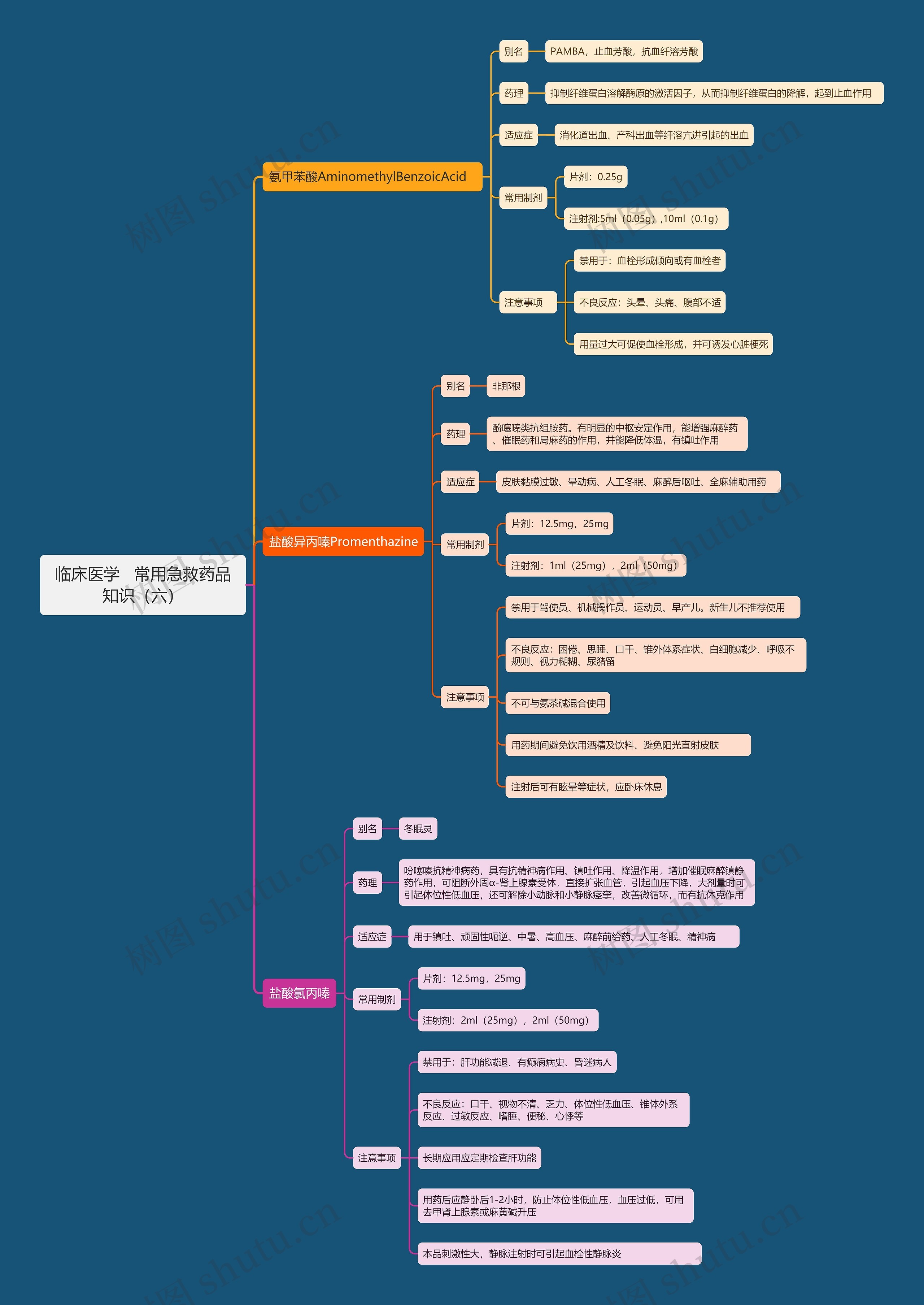 临床医学   常用急救药品知识（六）思维导图