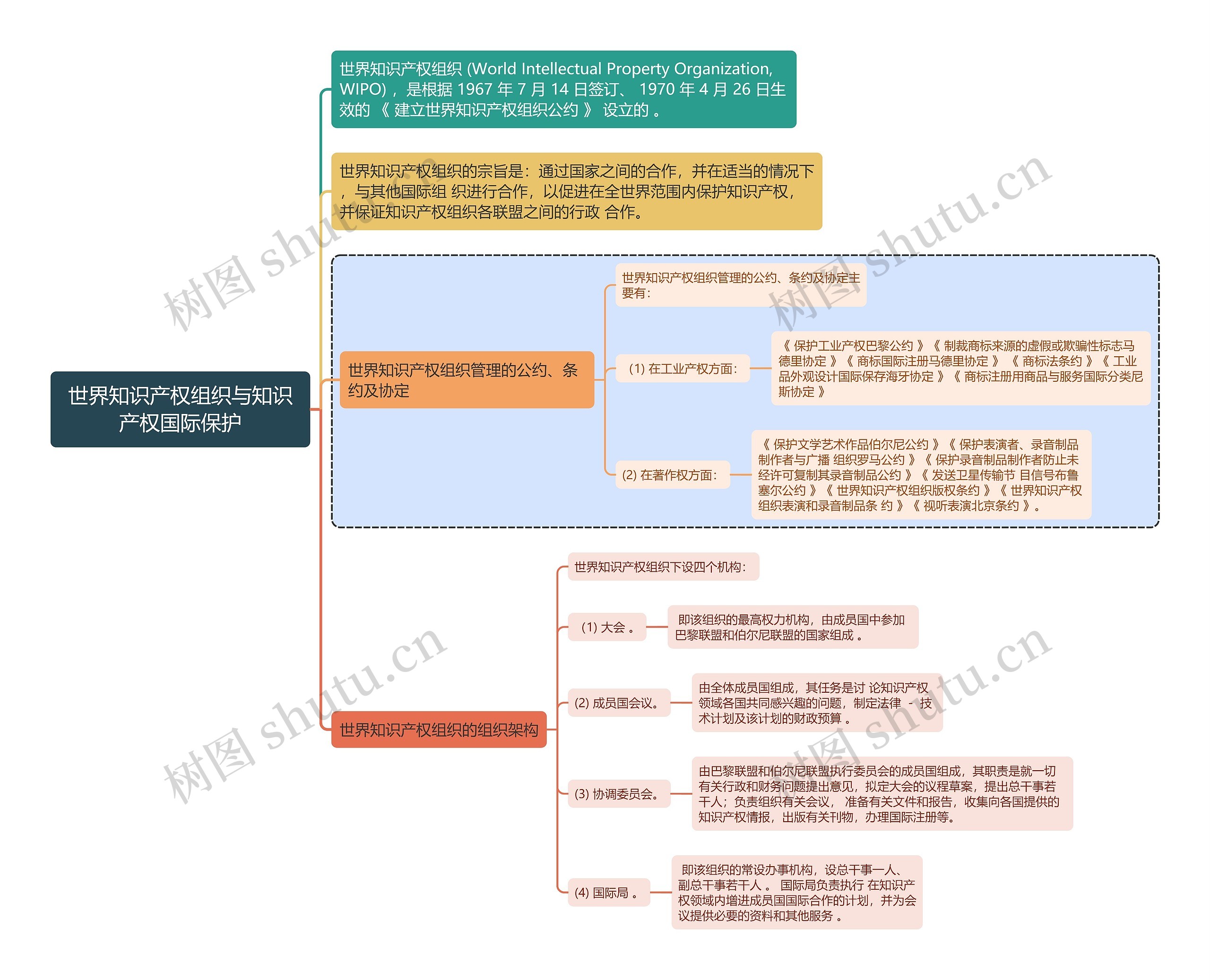 知识产权世界知识产权组织与知识产权国际保护思维导图