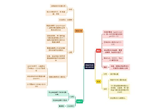 医学知识胃液的性质成分和作用思维导图