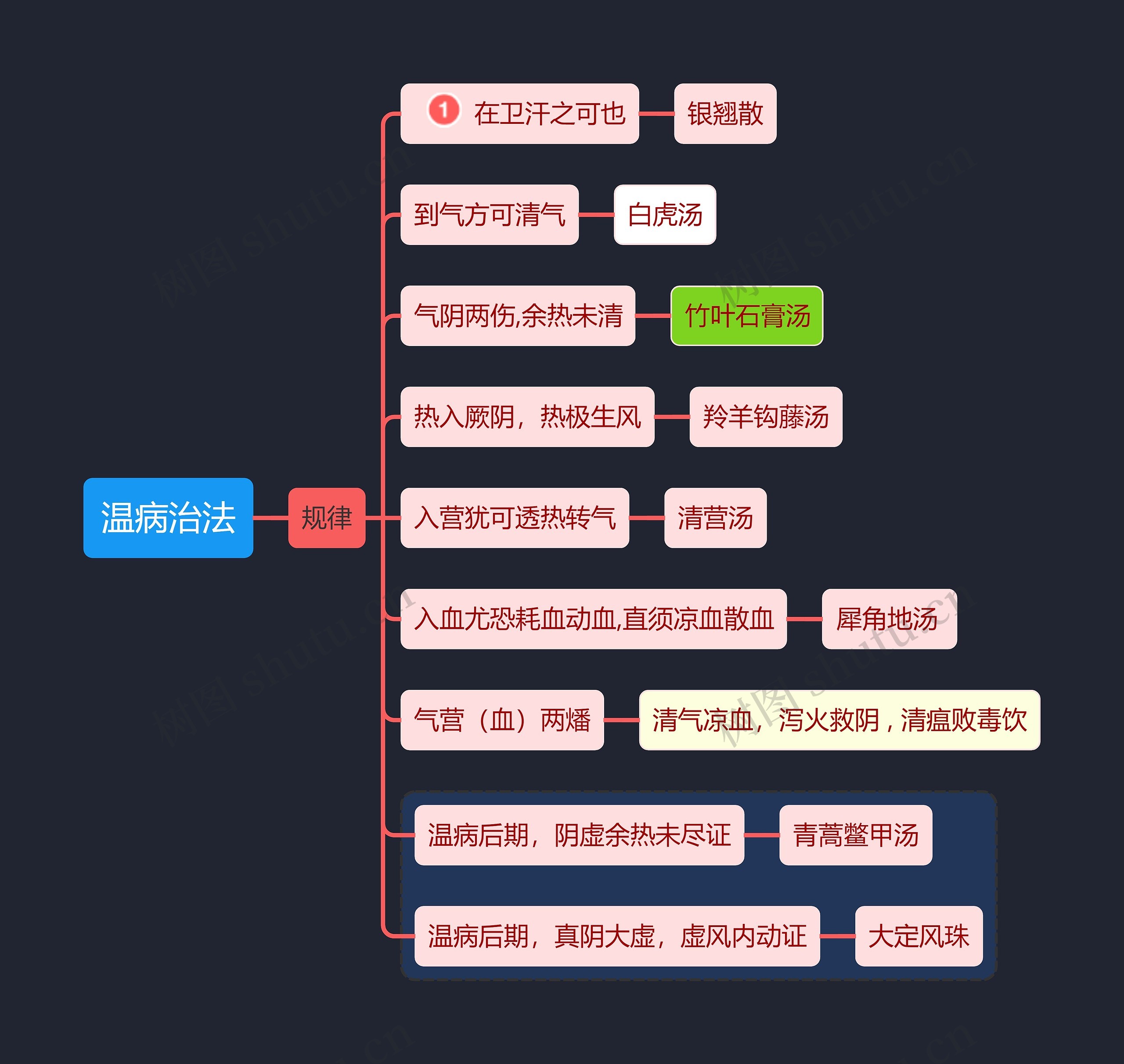 医学知识温病治法思维导图