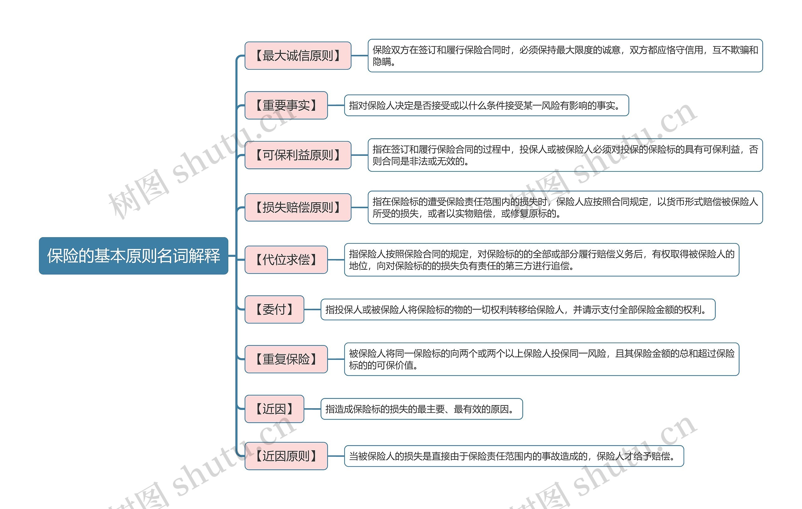 保险的基本原则名词解释思维导图