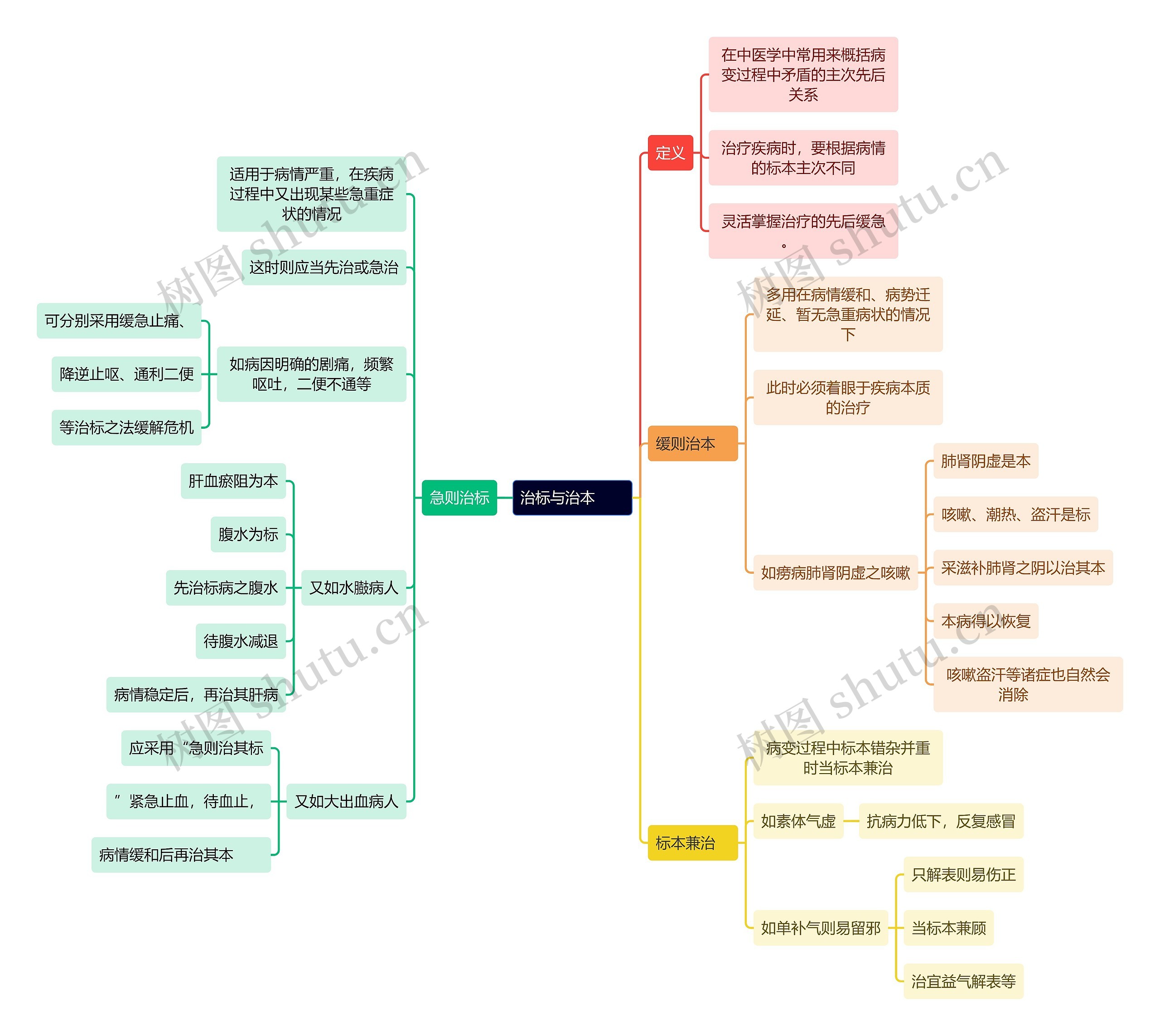 中医知识治标与治本思维导图