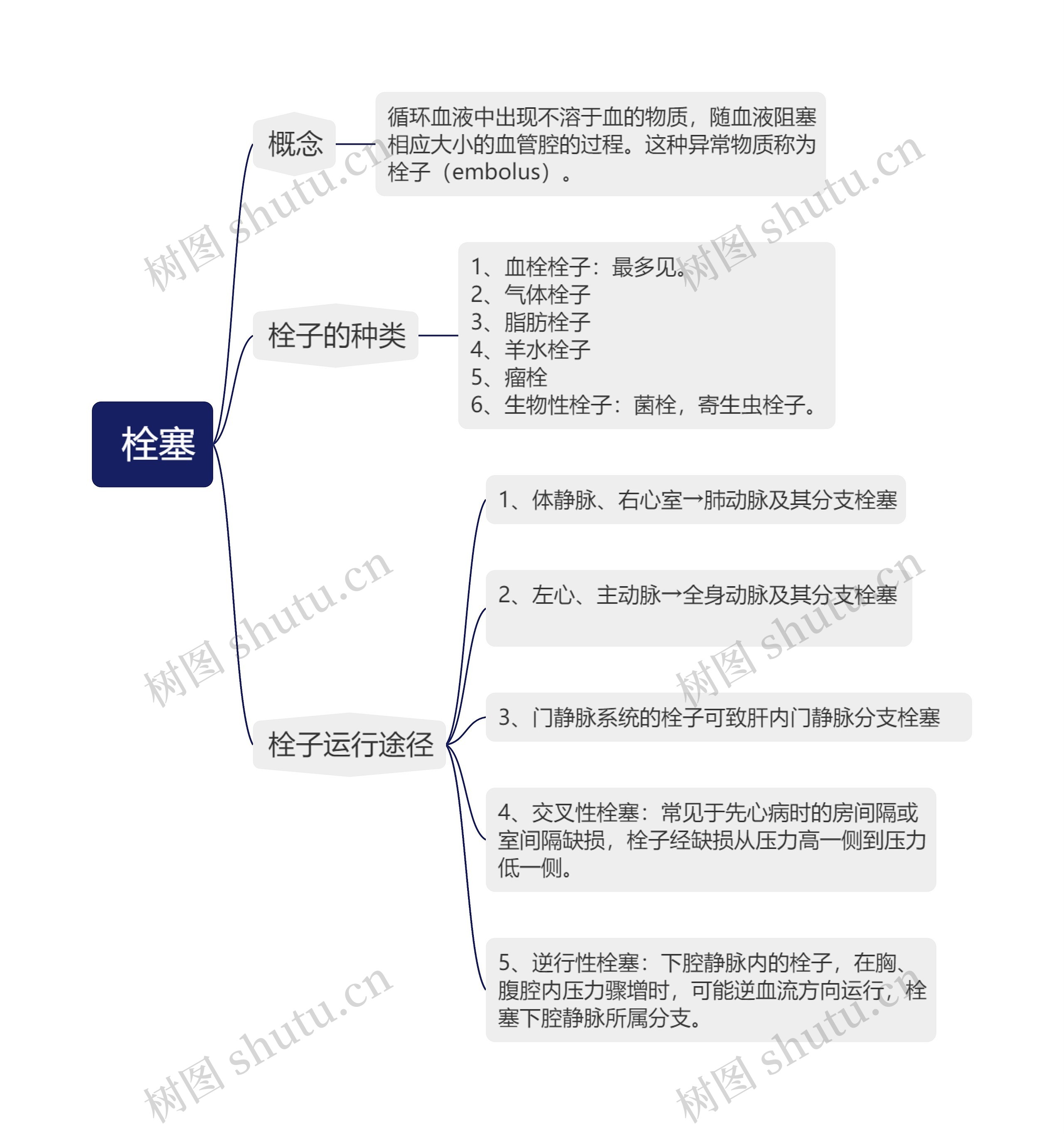  栓塞的思维导图