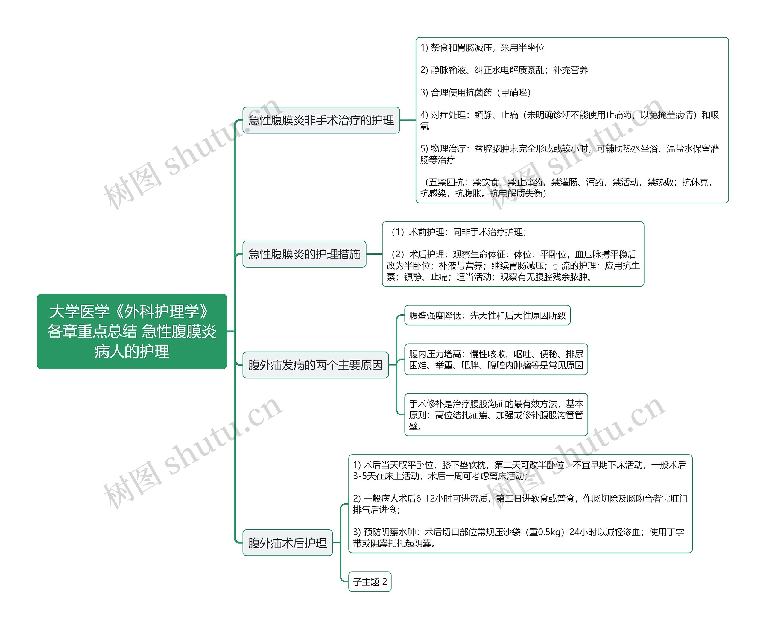 大学医学《外科护理学》各章重点总结 急性腹膜炎病人的护理