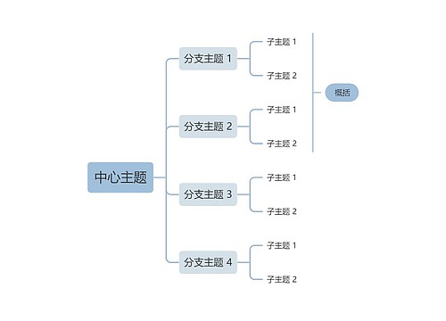 莫兰迪清新蓝灰色向右逻辑图主题模板