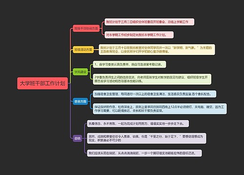 大学班干部工作计划