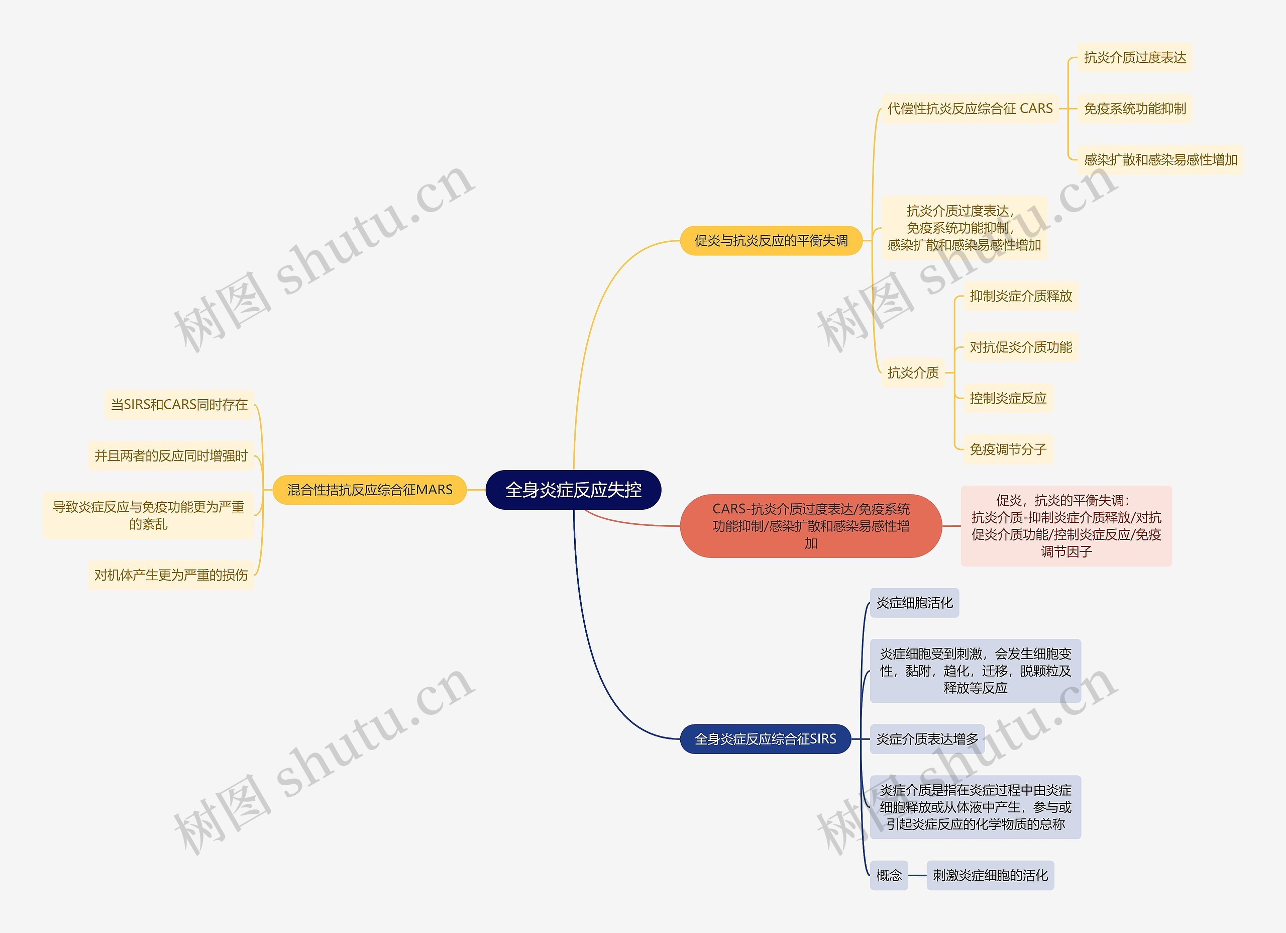 医学知识全身炎症反应失控思维导图