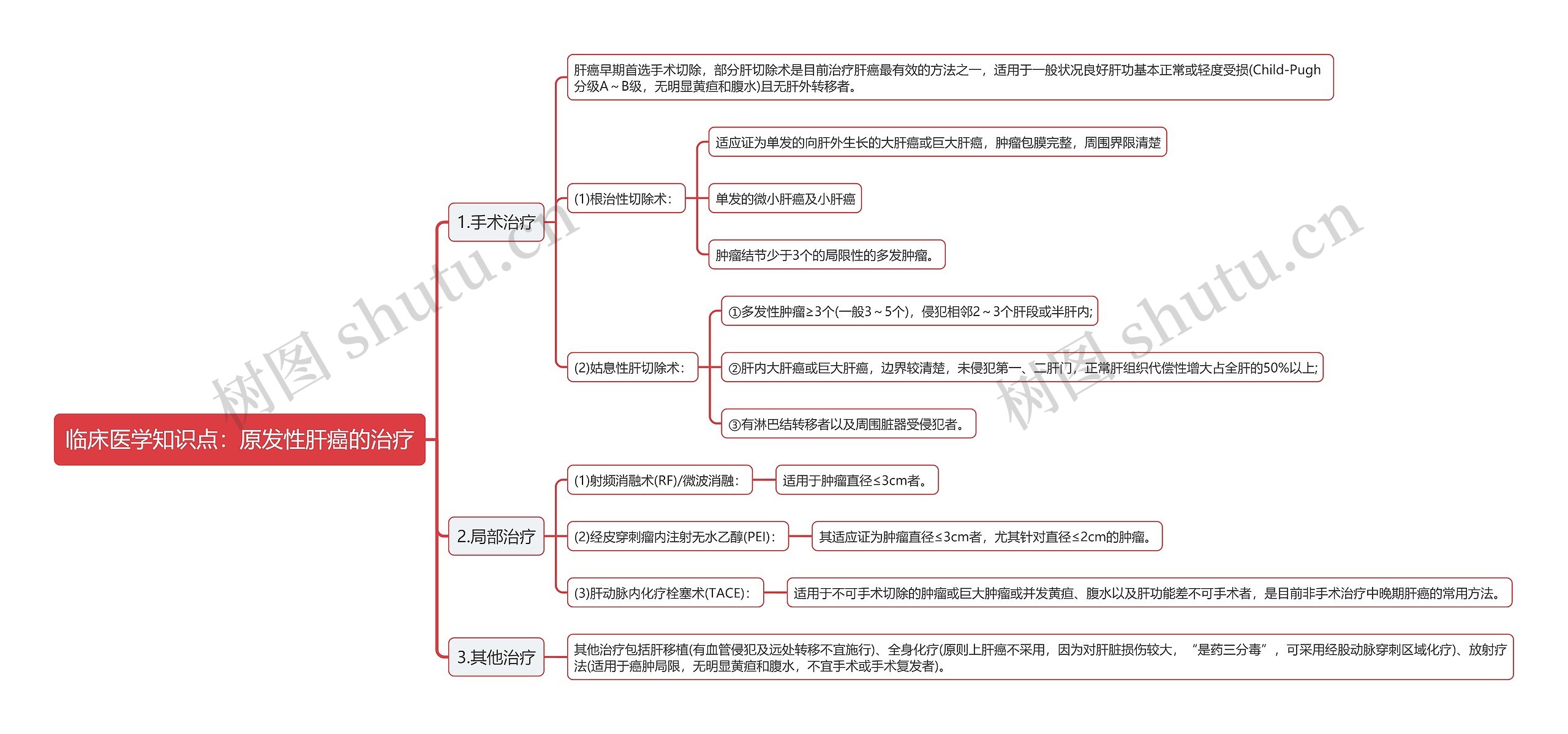 临床医学知识点：原发性肝癌的治疗思维导图