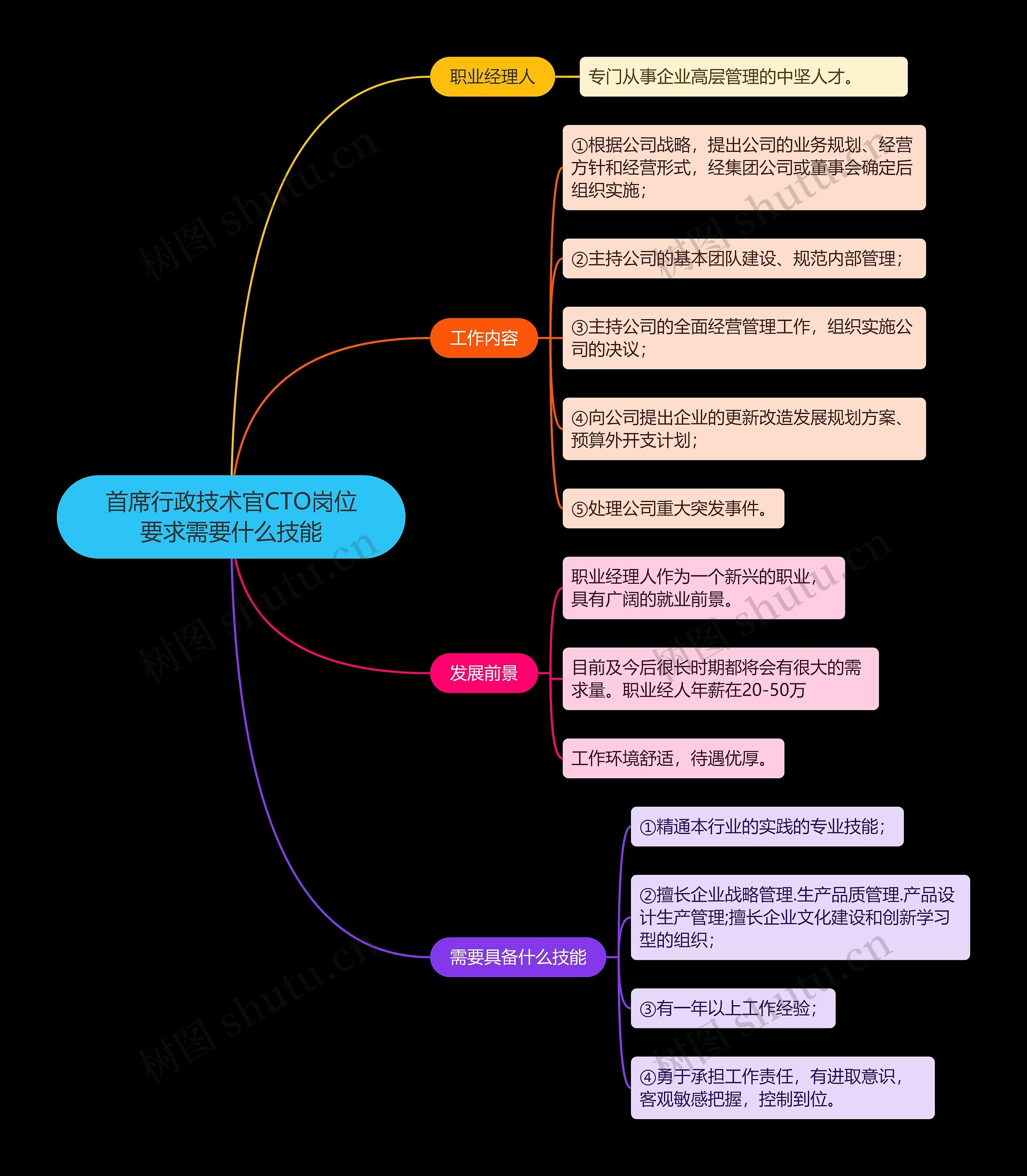 首席行政技术官CTO岗位要求需要什么技能思维导图