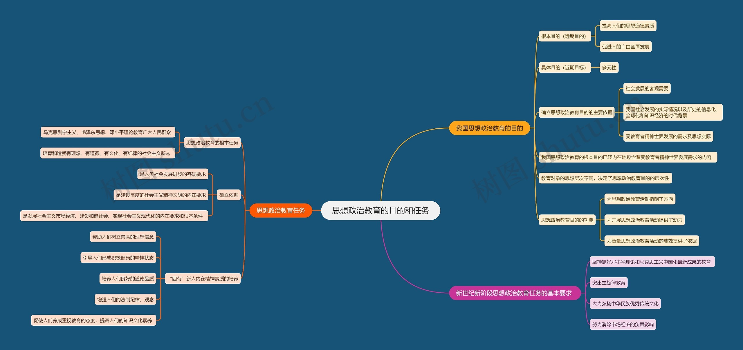 思想政治教育的⽬的和任务思维导图