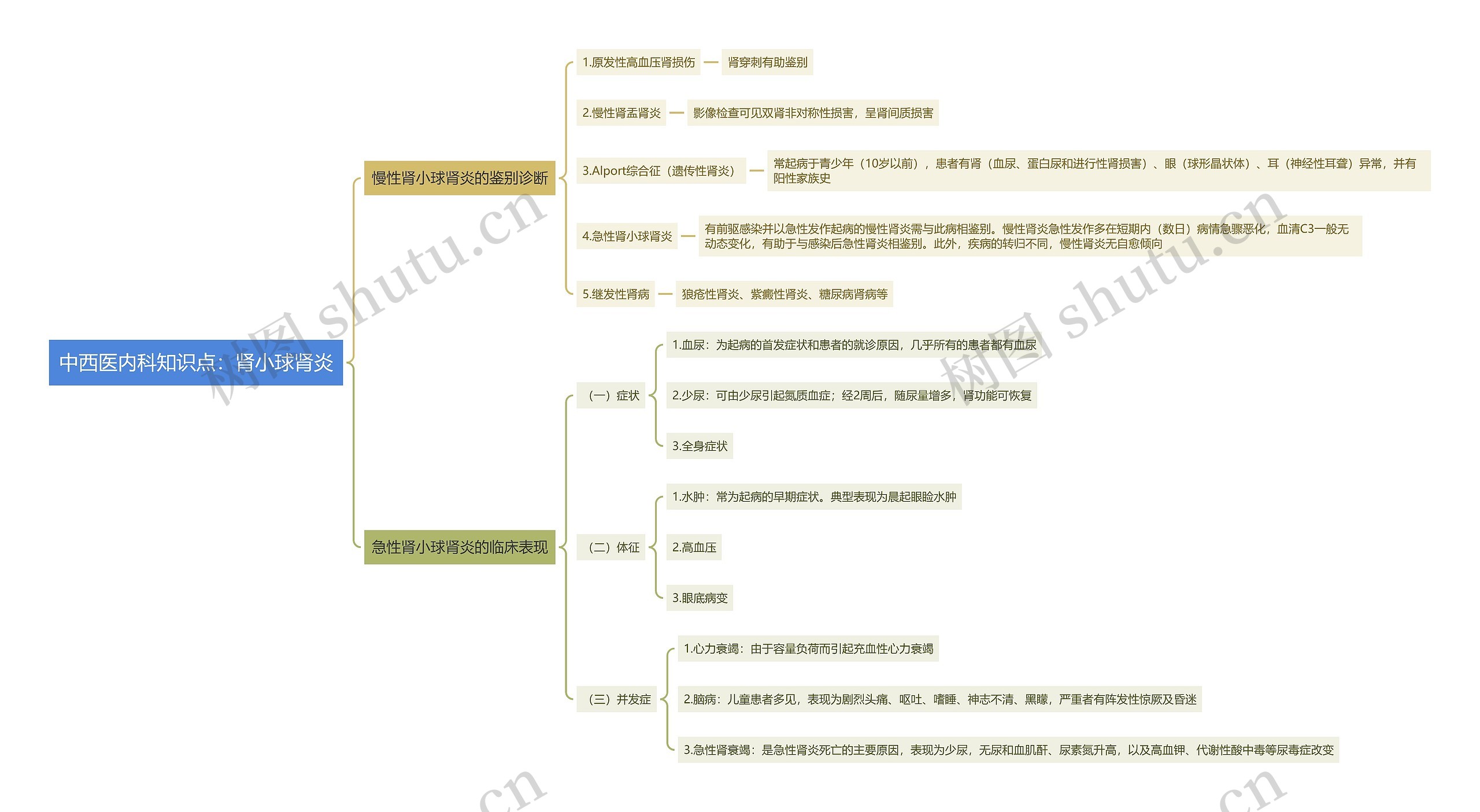 中西医内科知识点：肾小球肾炎思维导图