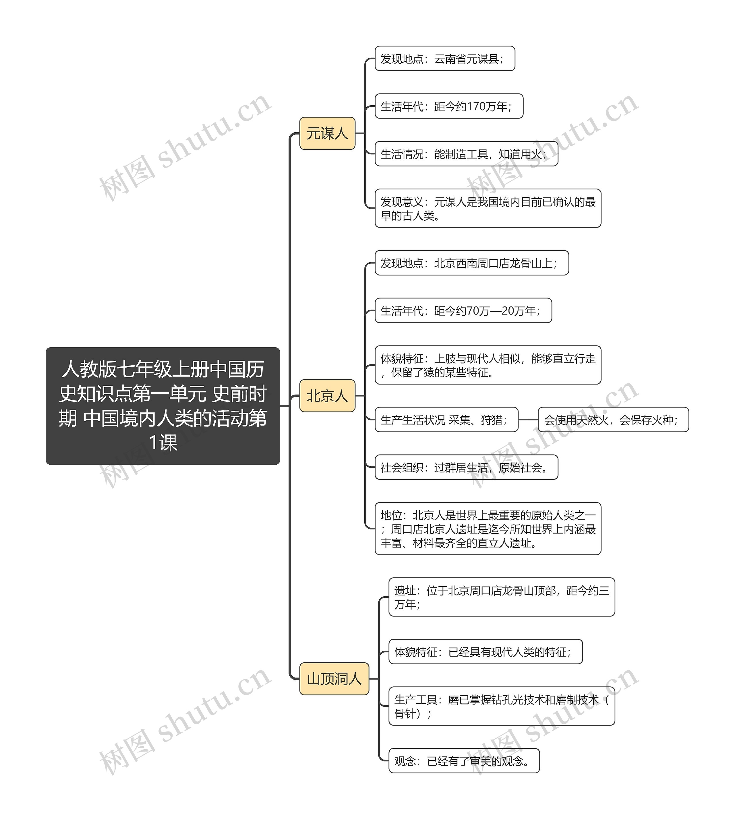 人教版七年级上册中国历
史知识点第一单元 史前时期 中国境内人类的活动第1课