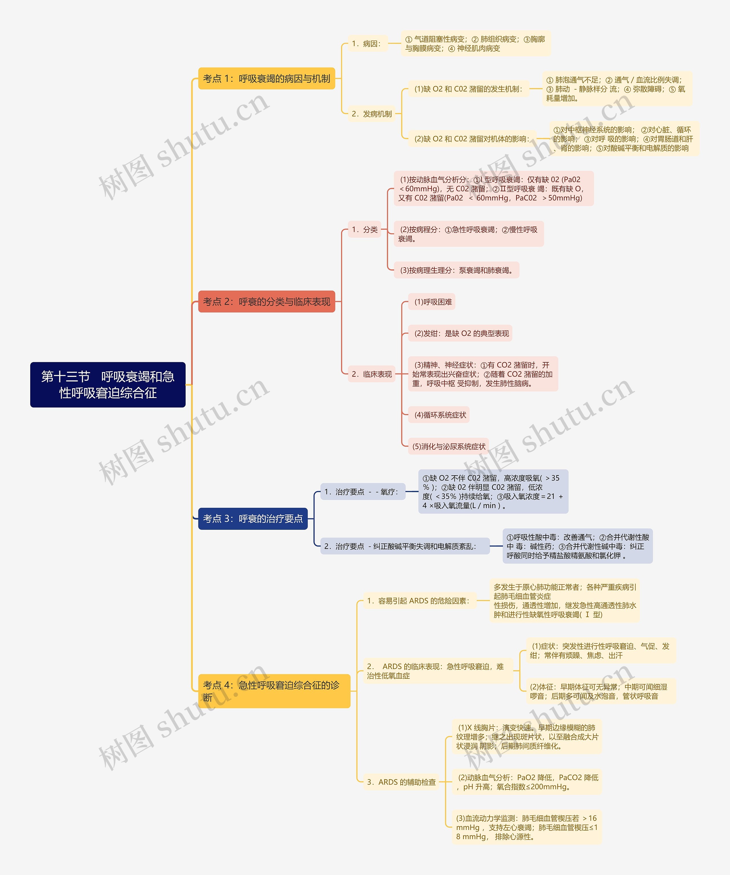 第十三节   呼吸衰竭和急性呼吸窘迫综合征思维导图