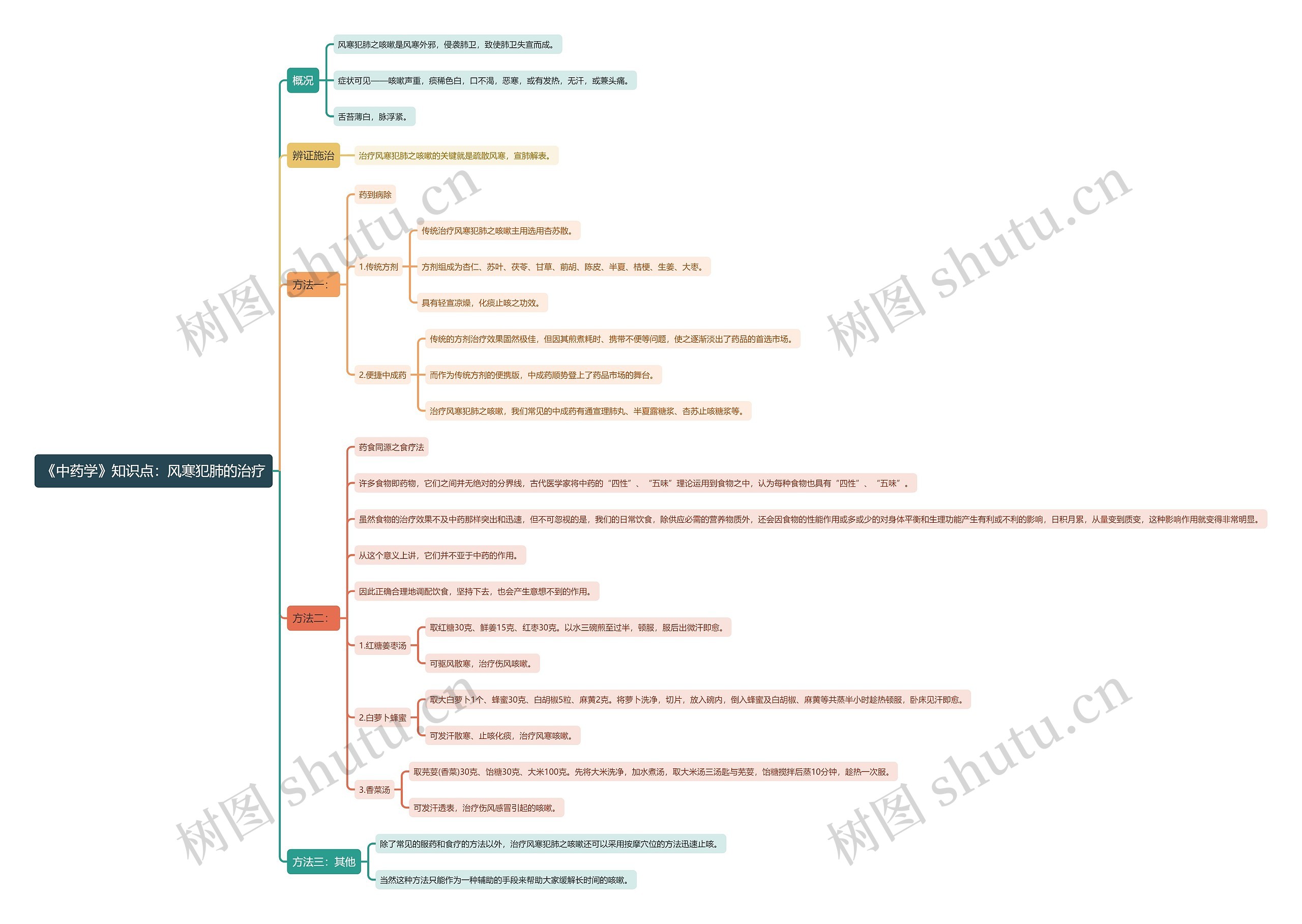 《中药学》知识点：风寒犯肺的治疗思维导图