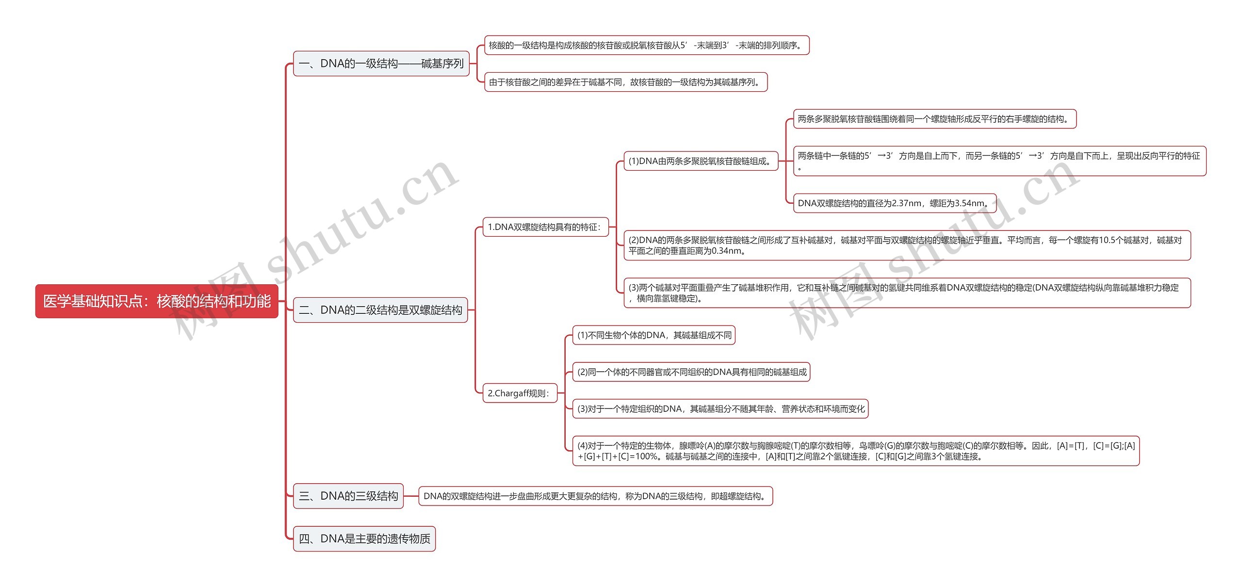 医学基础知识点：核酸的结构和功能思维导图