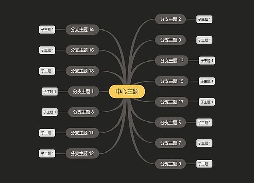 暗夜灰蓝色思维导图主题模板