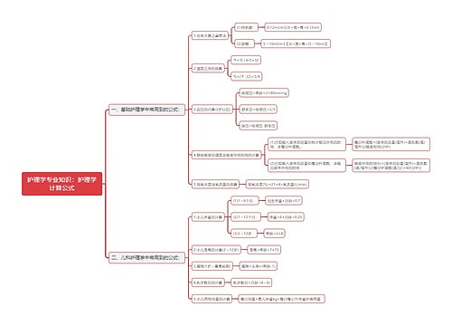 护理学专业知识：护理学计算公式思维导图