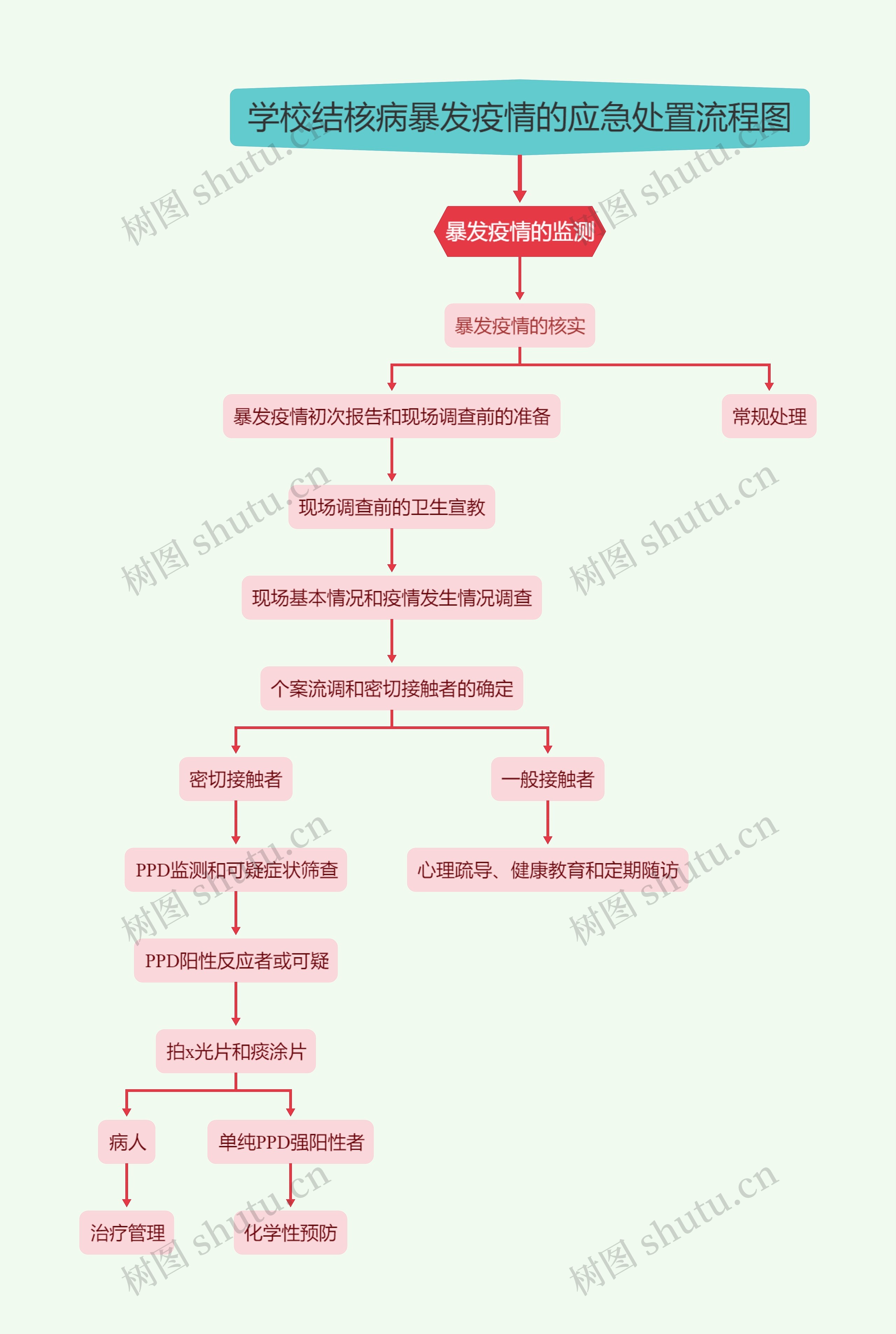 学校结核病暴发疫情的应急处置流程图思维导图