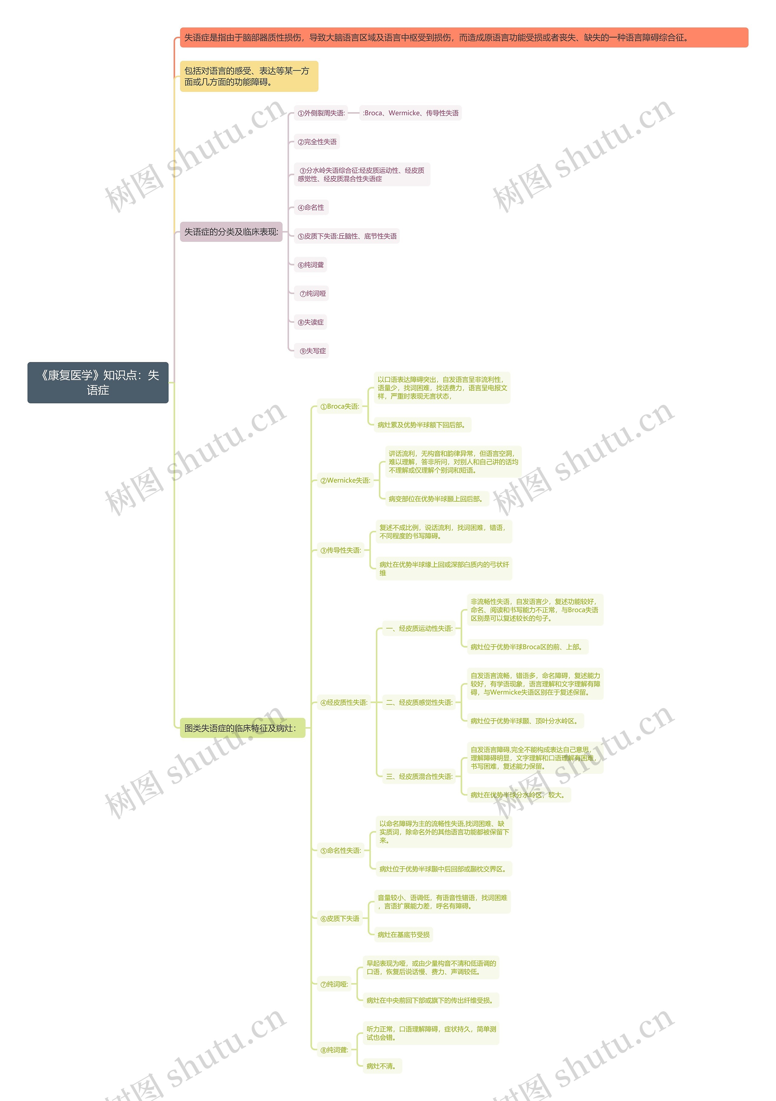 《康复医学》知识点:失语症思维导图高清图 《康复医学》知识点:失语症思维导图