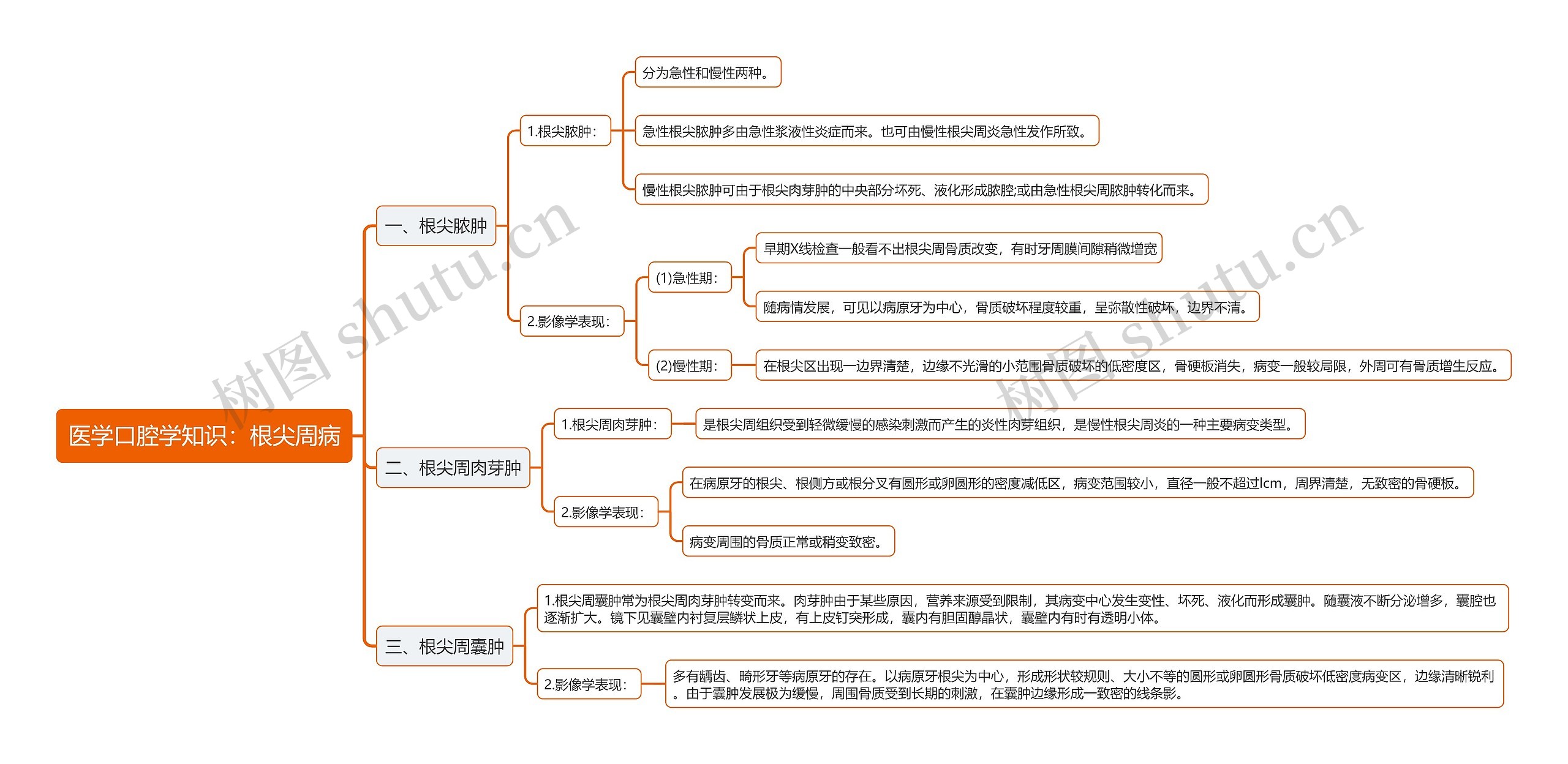 医学口腔学知识：根尖周病思维导图