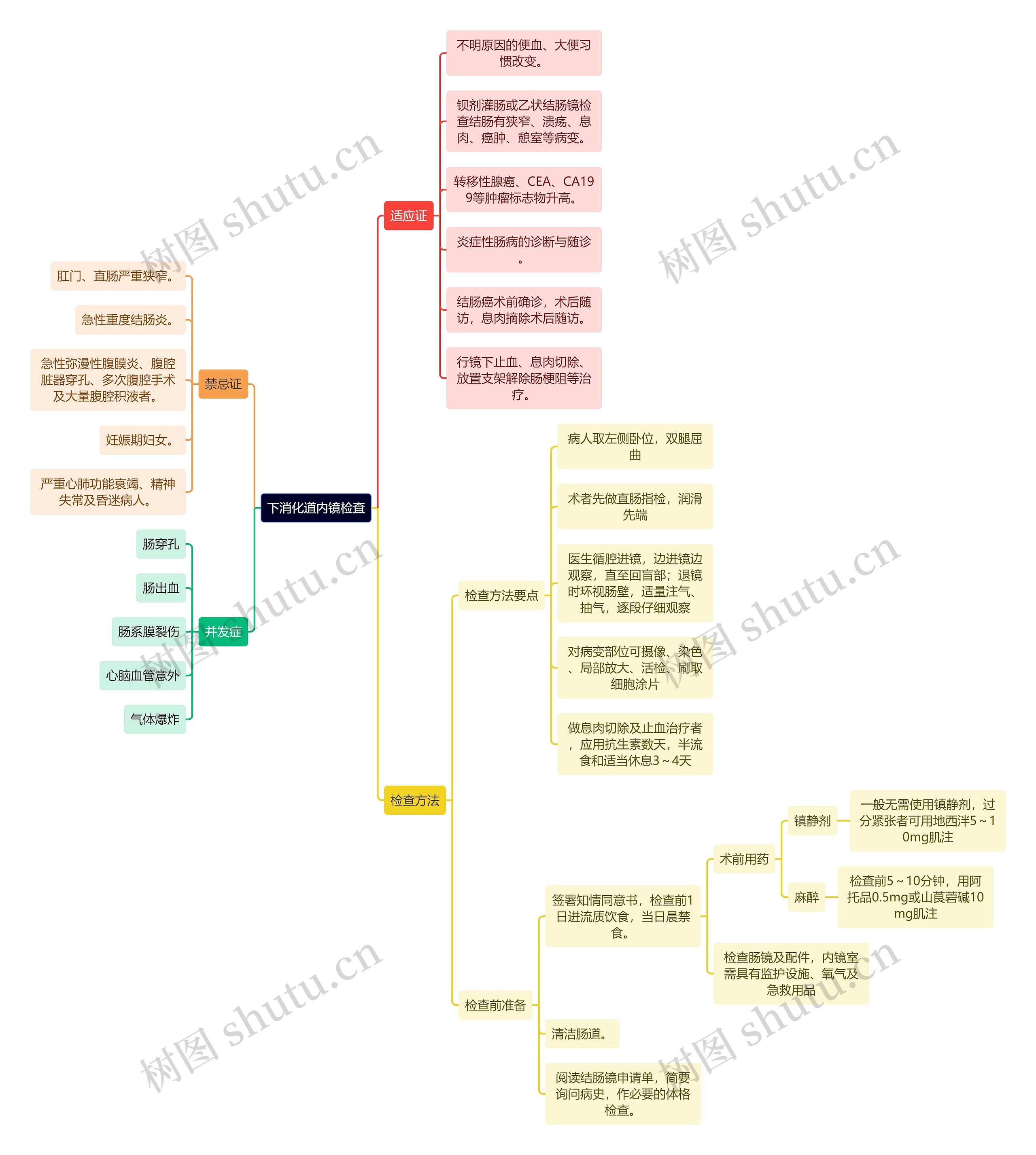 医学知识下消化道内镜检查思维导图