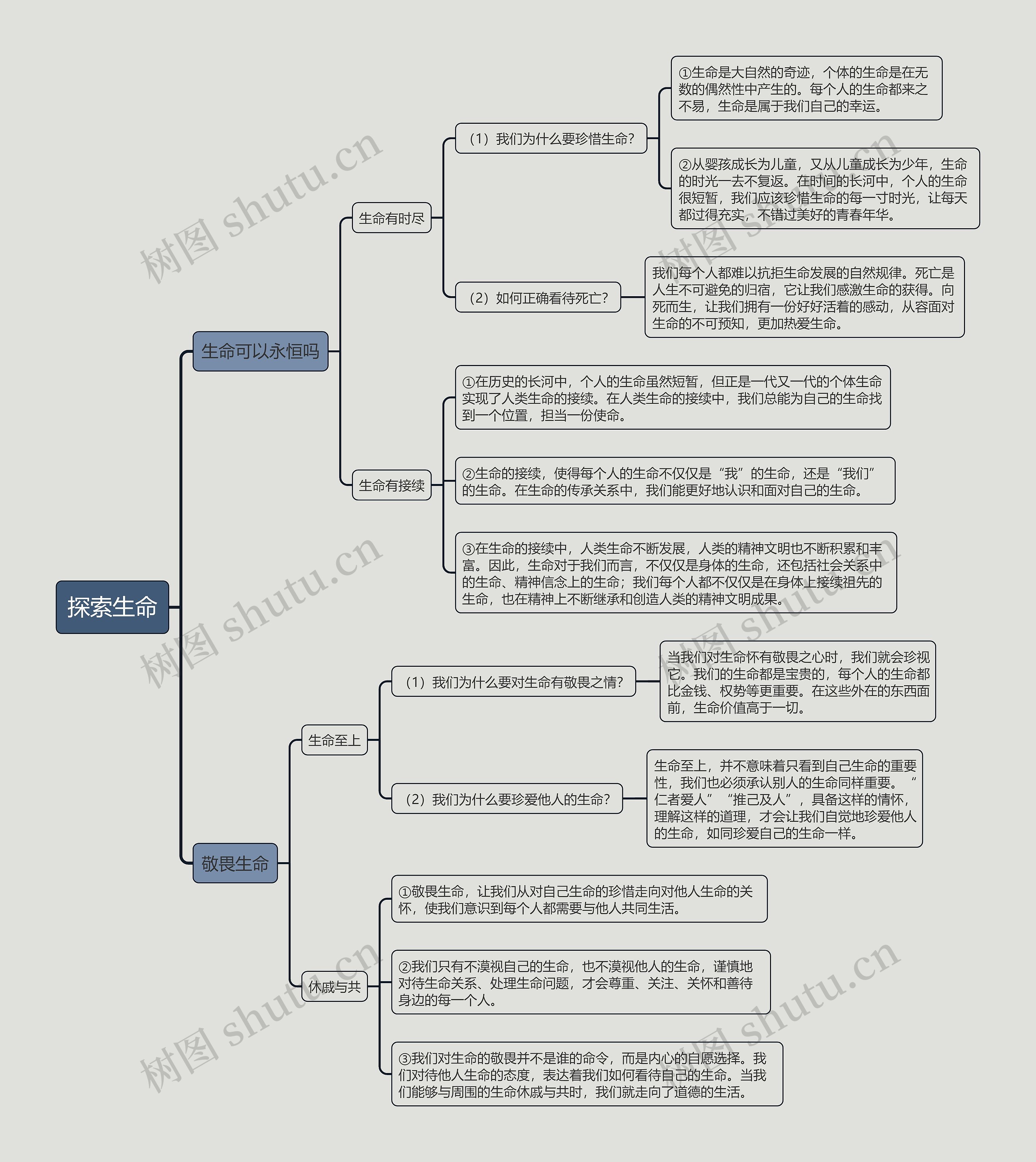 七年级上册政治探问生命的思维导图