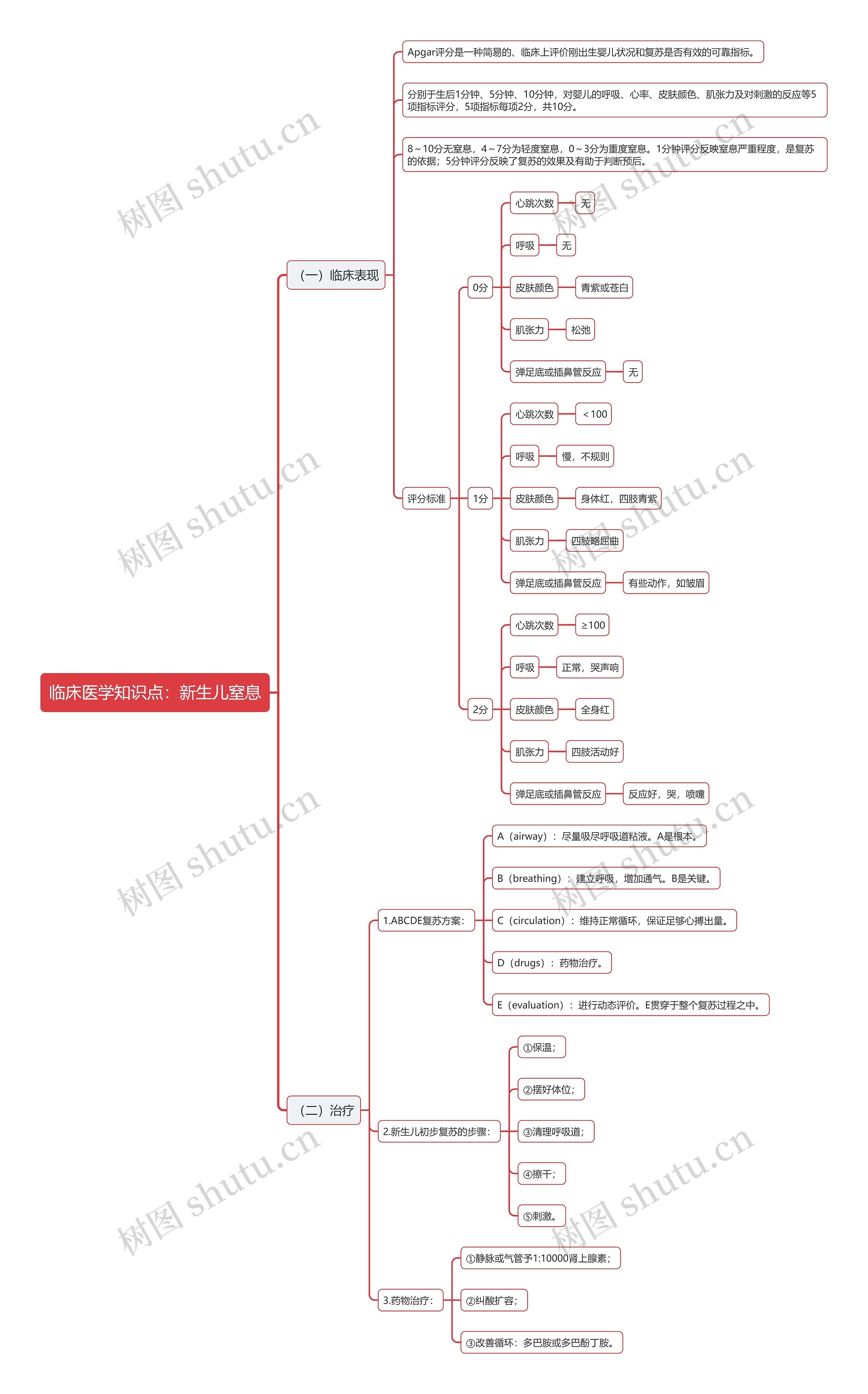 临床医学知识点：新生儿窒息思维导图