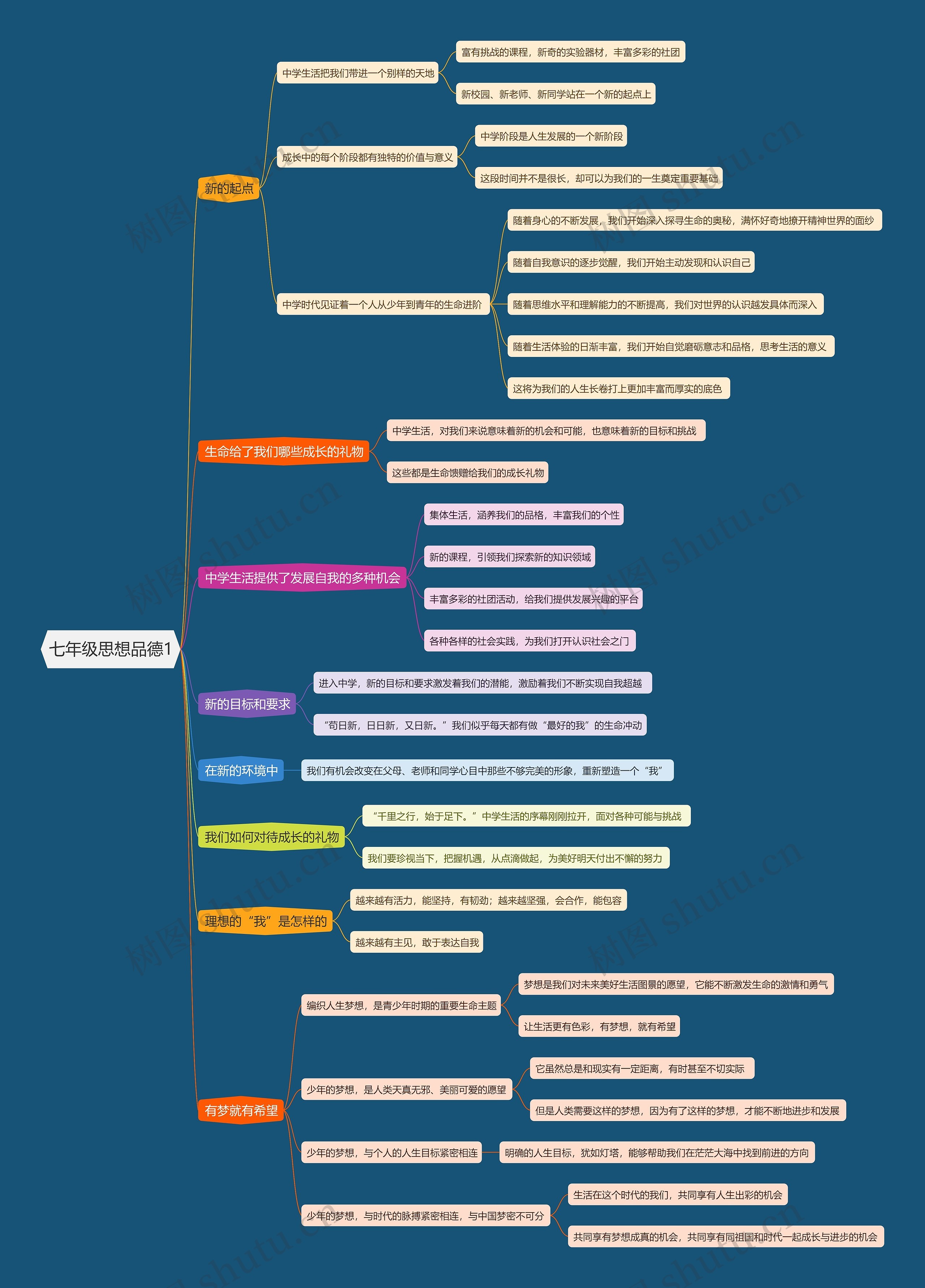 七年级思想品德1思维导图