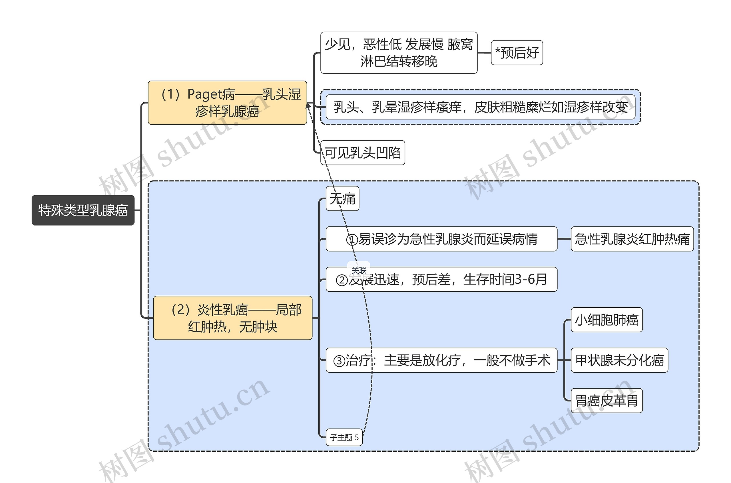 医学知识特殊类型乳腺癌思维导图