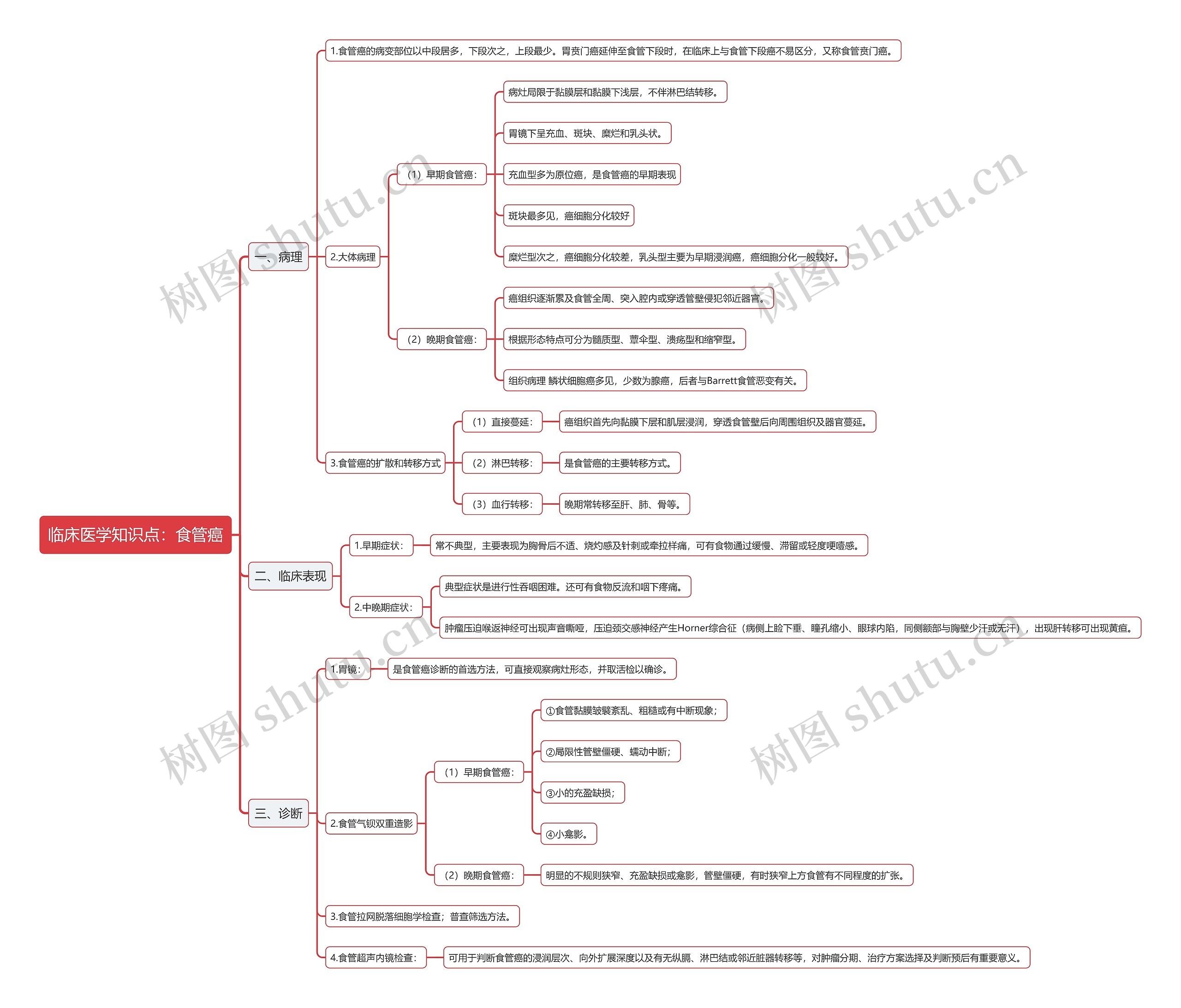 临床医学知识点：食管癌思维导图