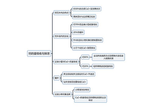 医学知识钙的重吸收与排泄思维导图