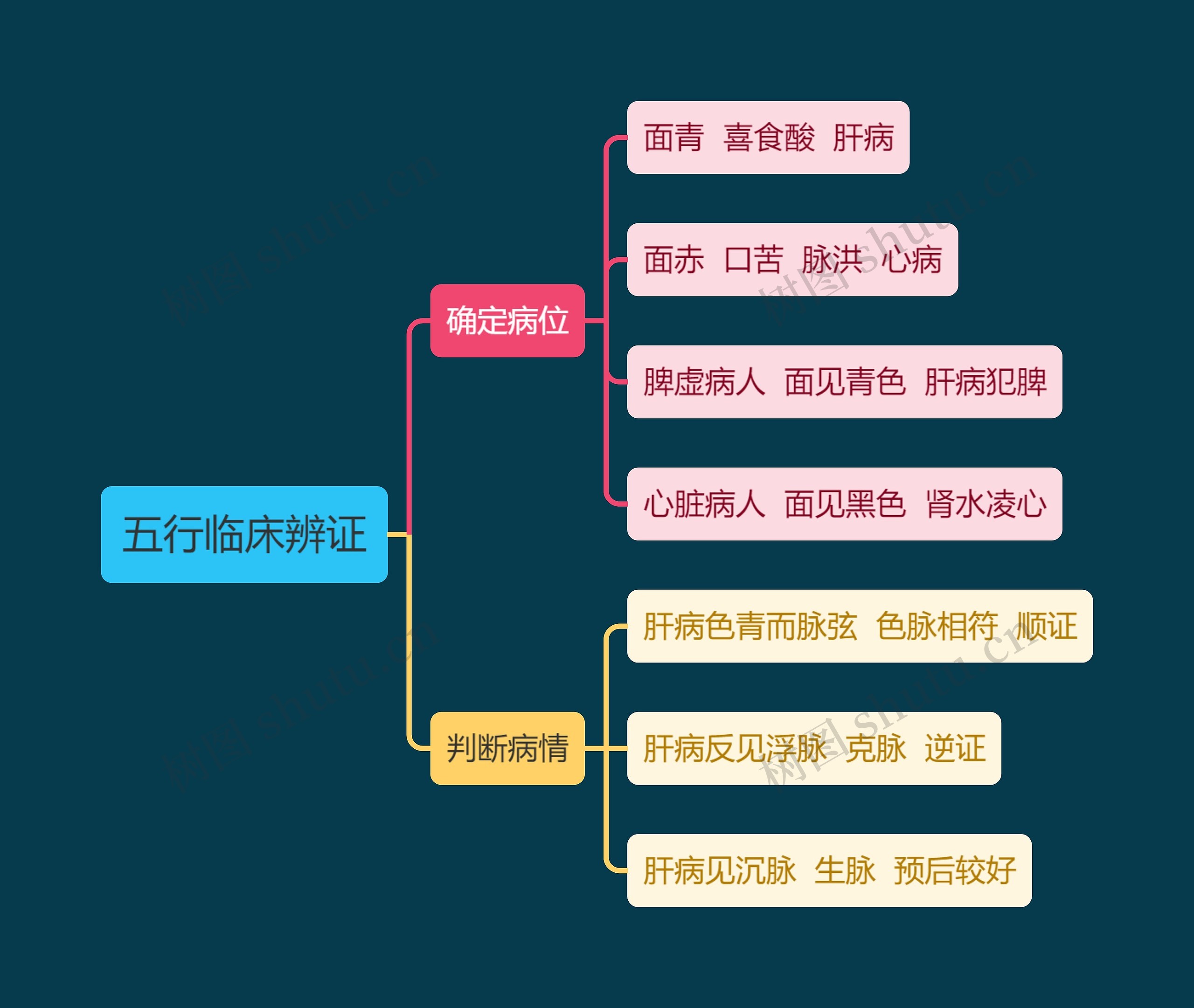 中医知识五行临床辨证思维导图