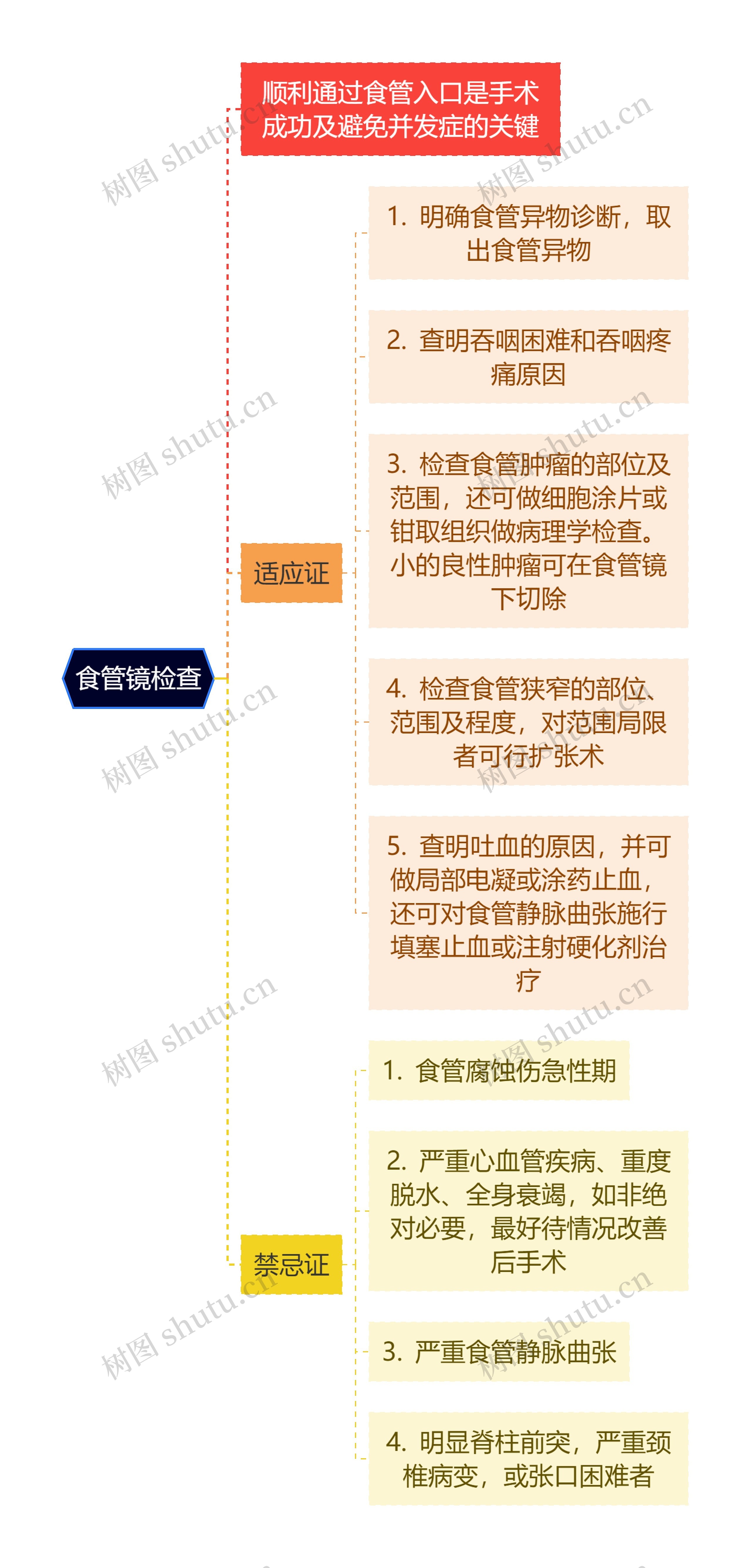 医学知识食管镜检查思维导图