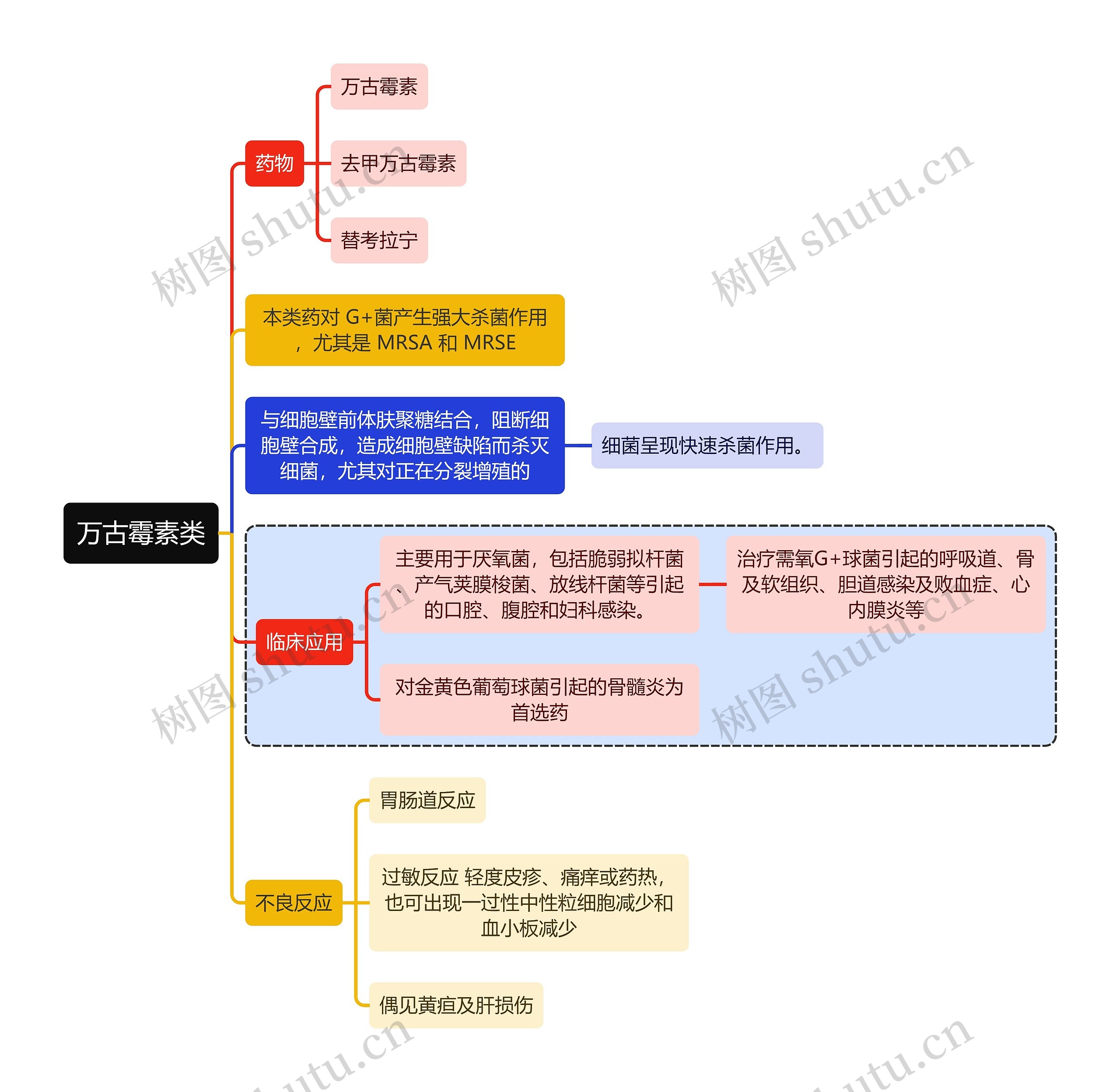 医学万古霉素类思维导图高清图 医学万古霉素类思维导图