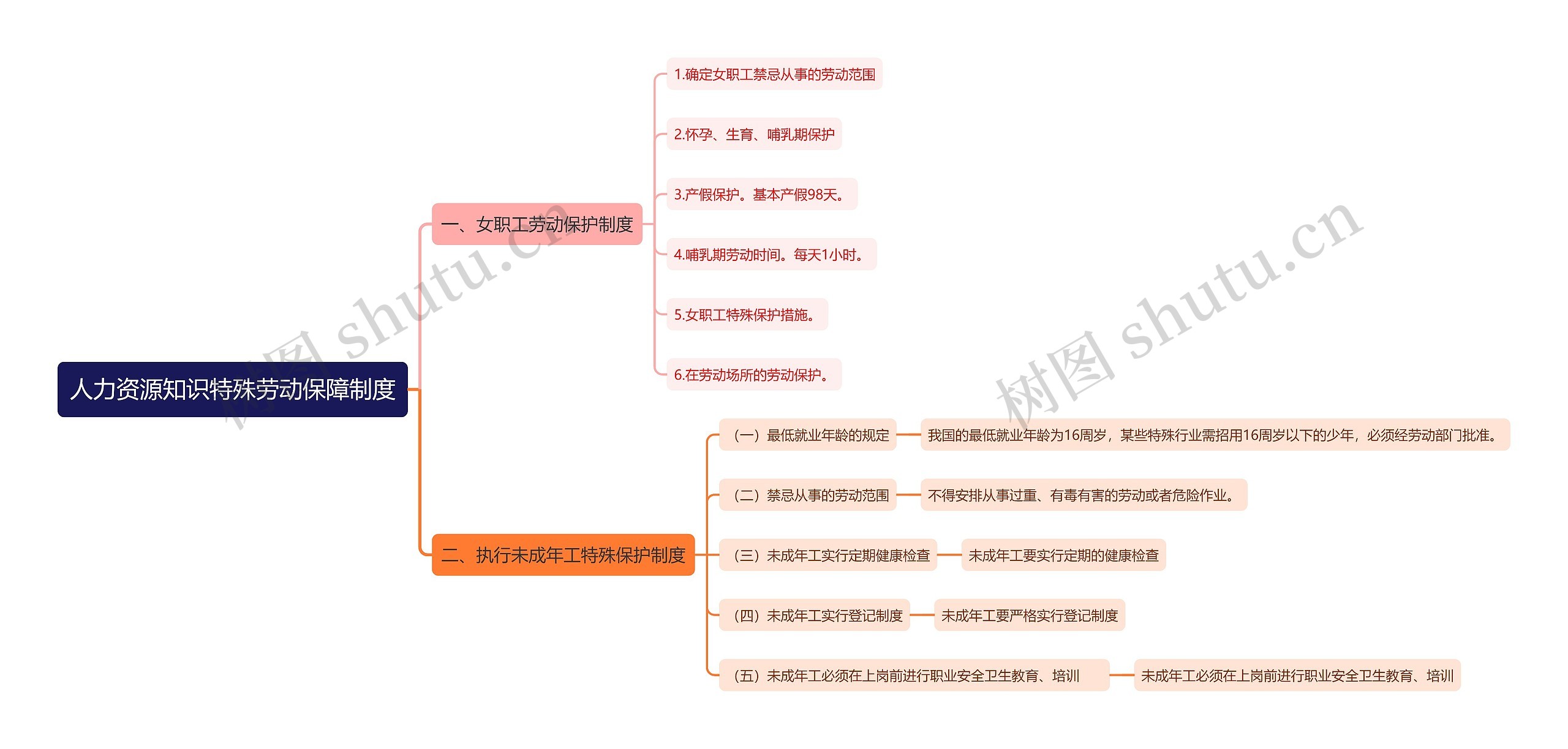 人力资源知识特殊劳动保障制度思维导图