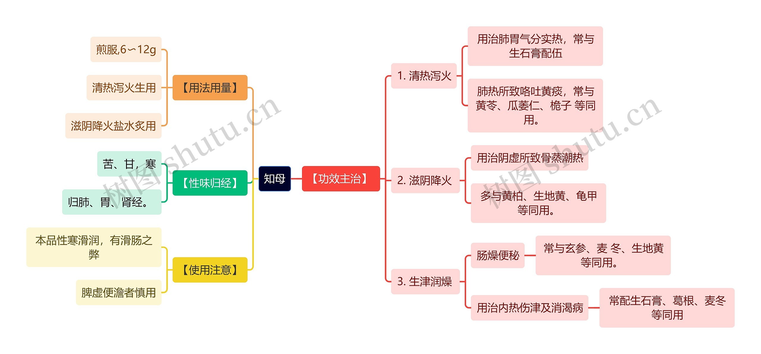 中医知识知母思维导图