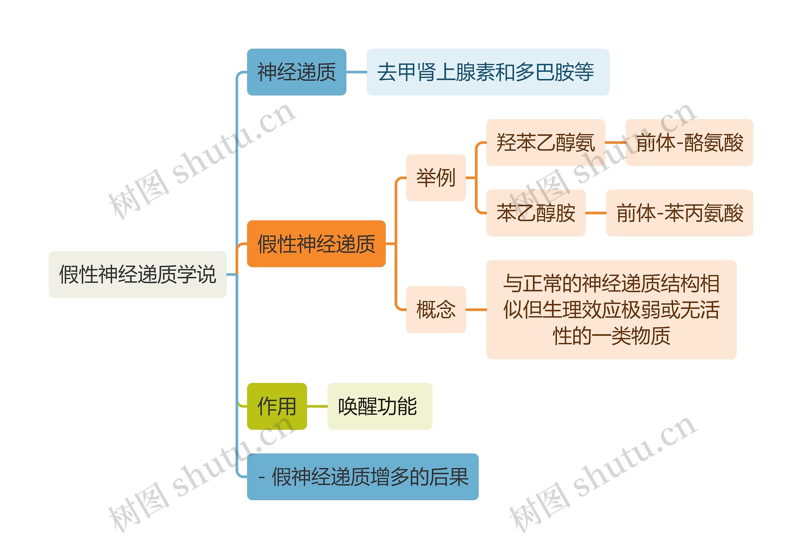 医学知识假性神经递质学说思维导图