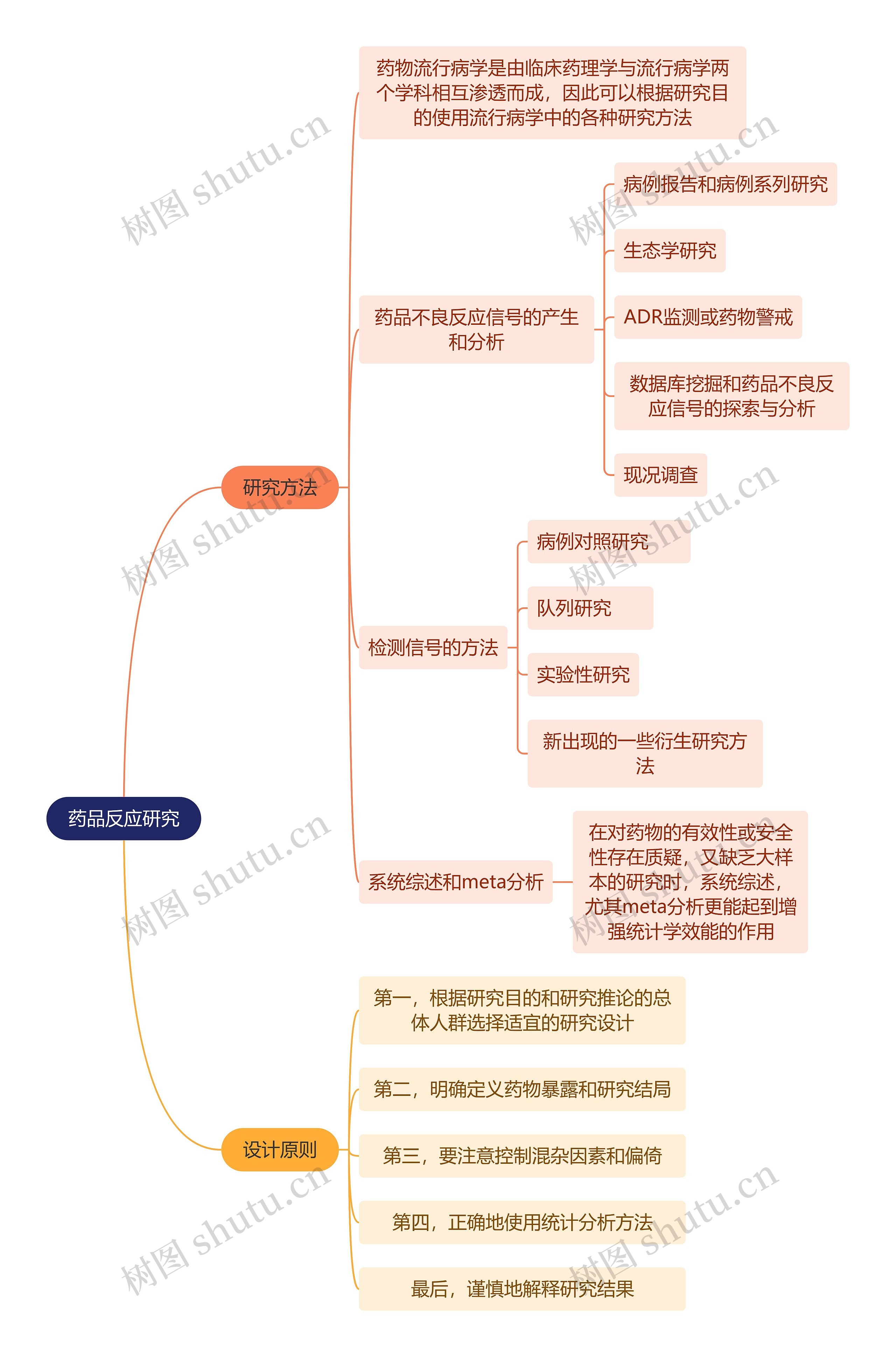 医学知识药品反应研究思维导图