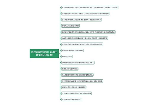 医学麻醉学知识：麻醉中常见的不良习惯思维导图