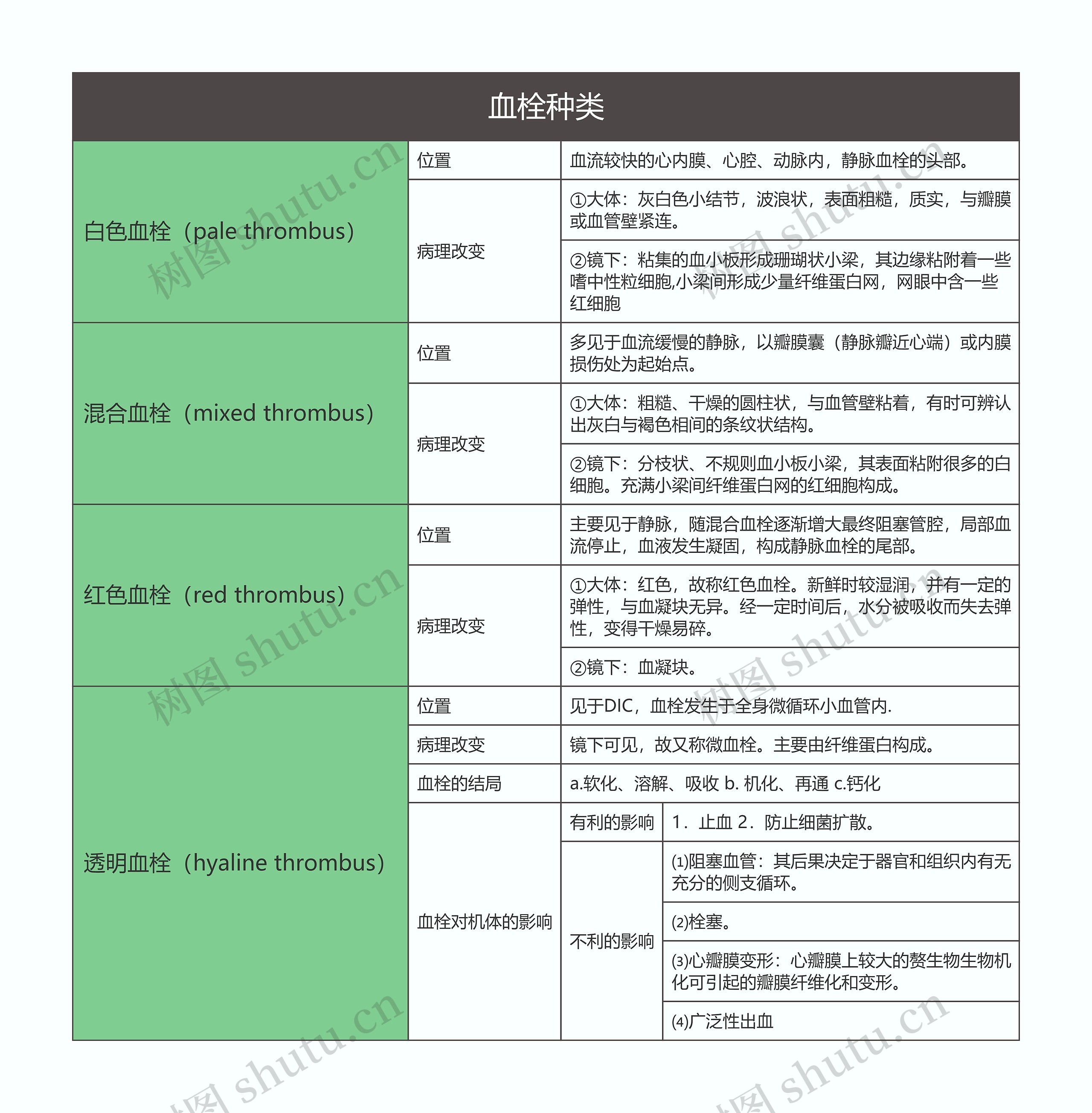 病理学  血栓种类思维导图