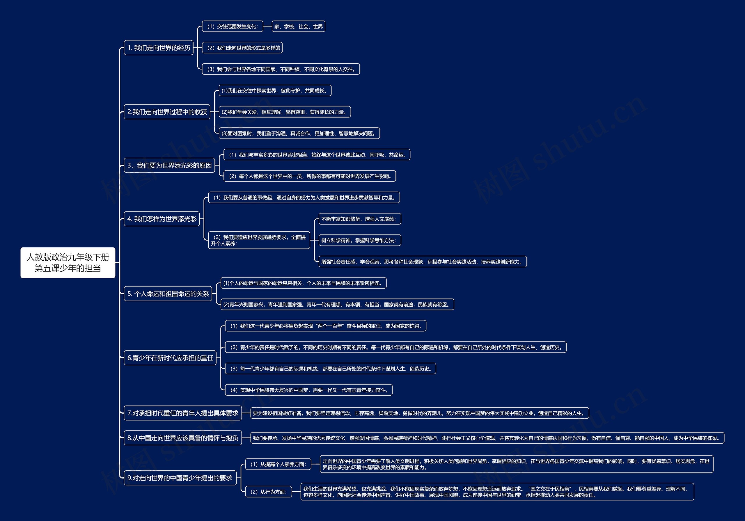 人教版政治九年级下册第五课少年的担当思维导图