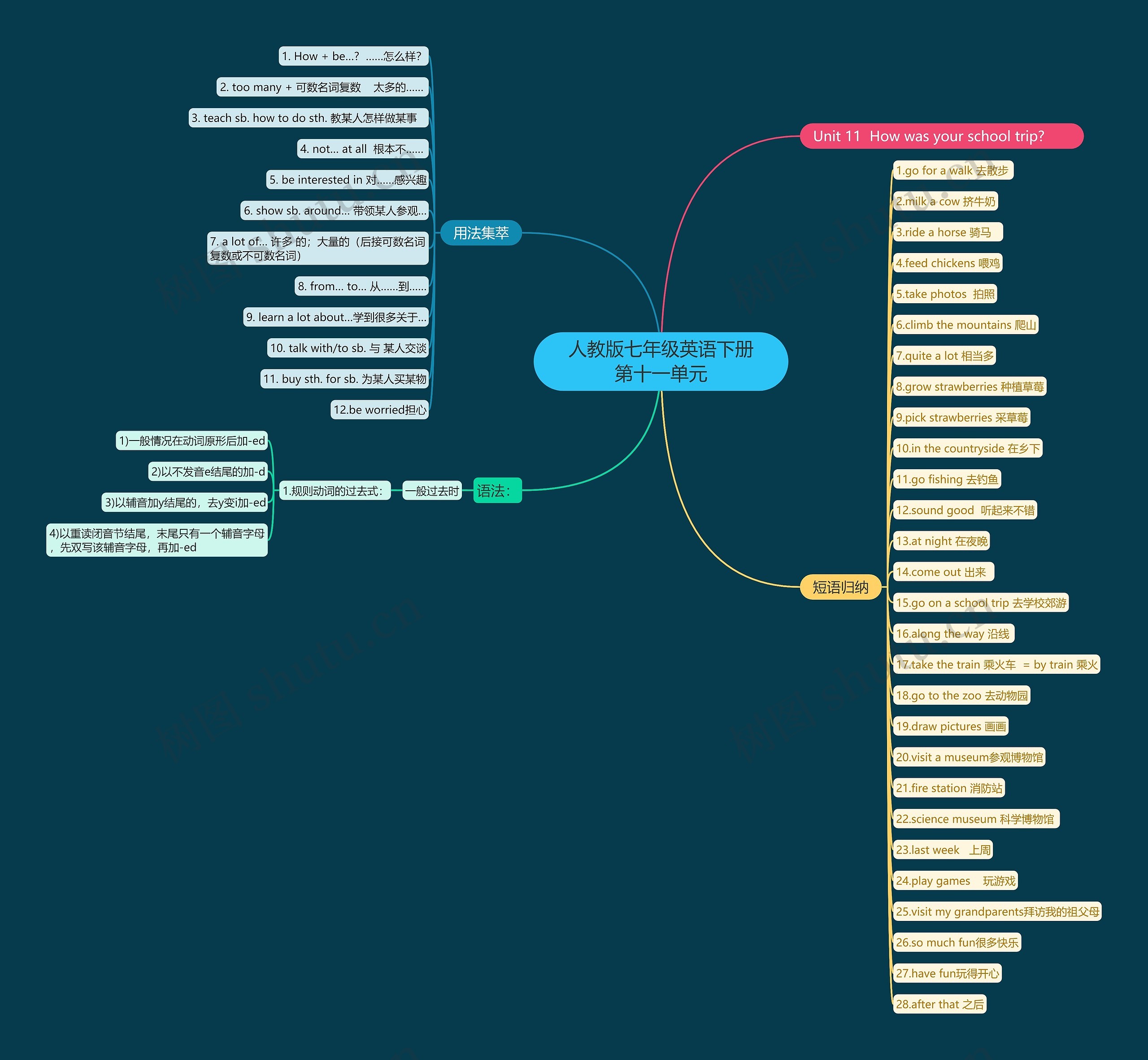 人教版七年级英语下册第十一单元思维导图